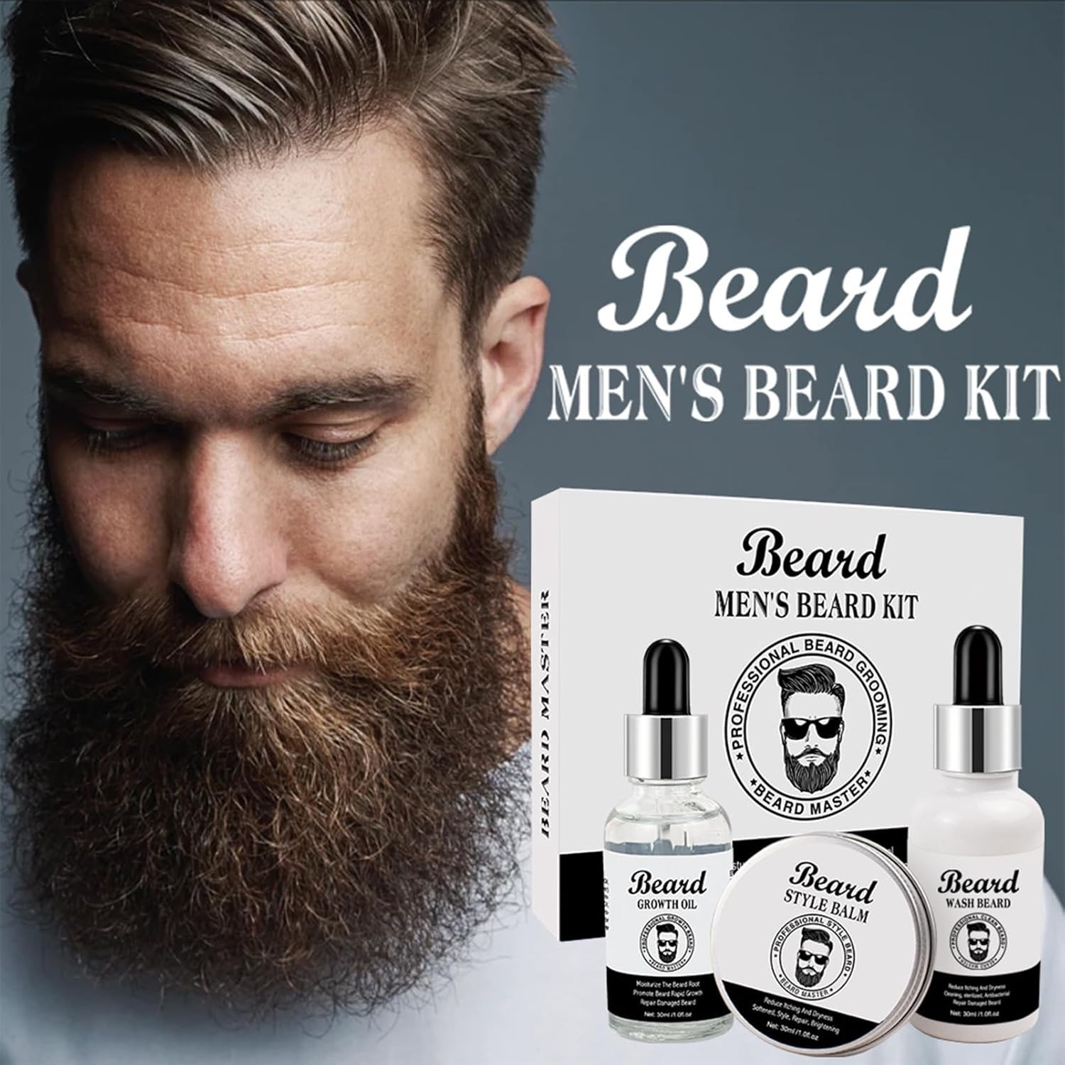 طقم العناية باللحية Beard Grooming Kit - مجموعة تجعل لحيتك أكثر كثافة، قوة، ولمعان… بسهولة ودون مجهود.