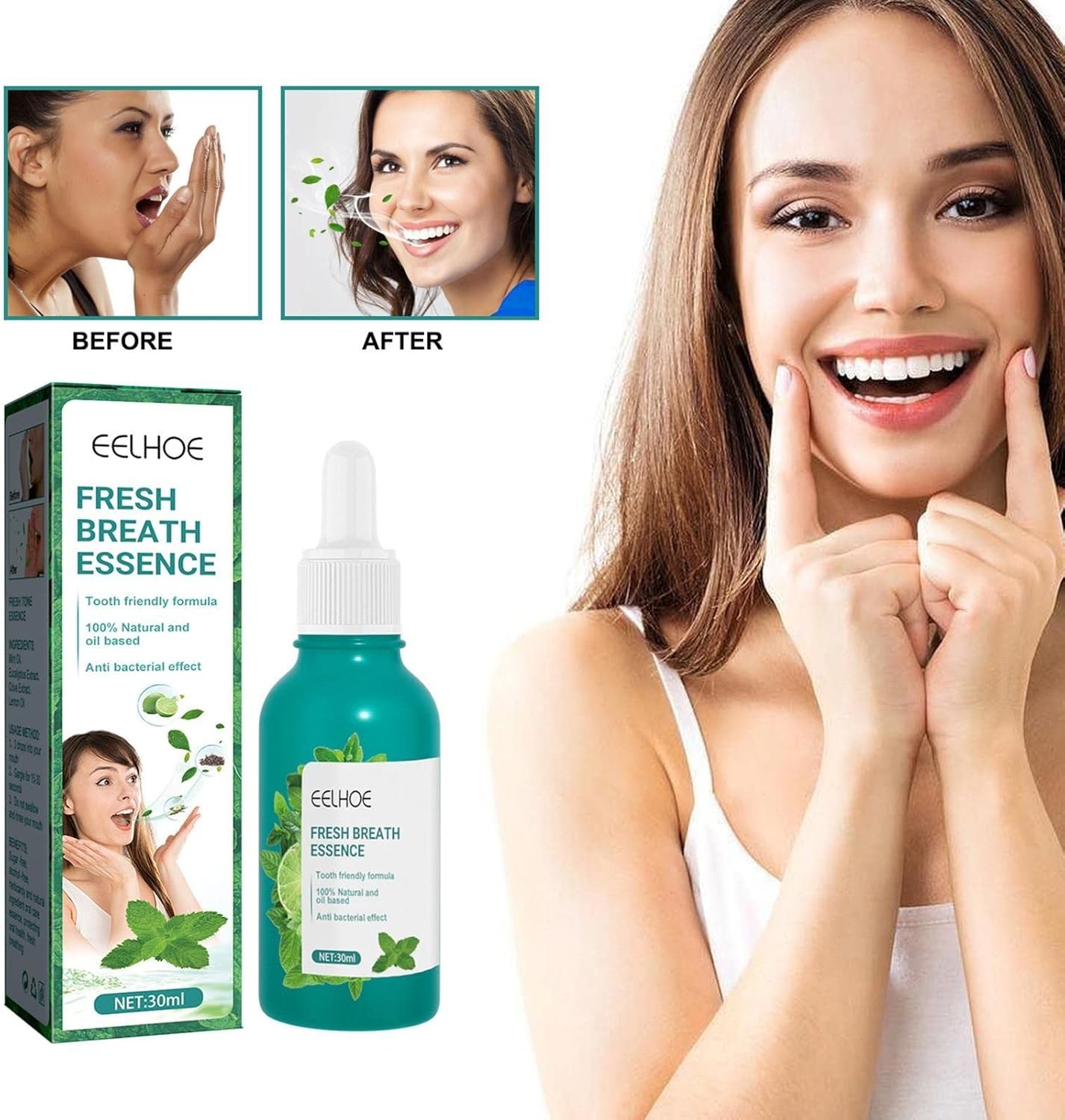 🌿 قطرات النعناع لإزالة رائحة الفم الكريهة – 30 مل | انتعاش فوري ونَفَس منعش أينما كنت!