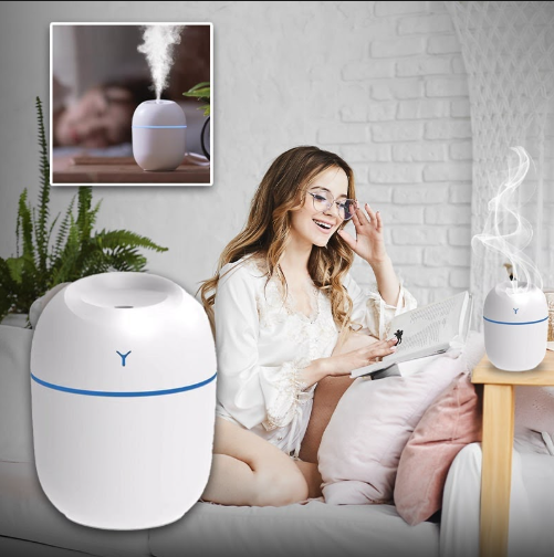 مرطّب محمول، صامت، سهل الاستخدام والتعبئة، كيصلح للغرفة، المكتب، السيارة وحتى السفر.