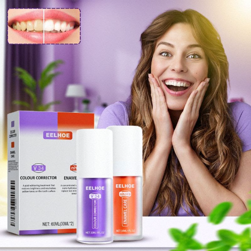 Image مجموعة العناية بتبييض الأسنان والمينا من EELHOE (30 مل × 2)