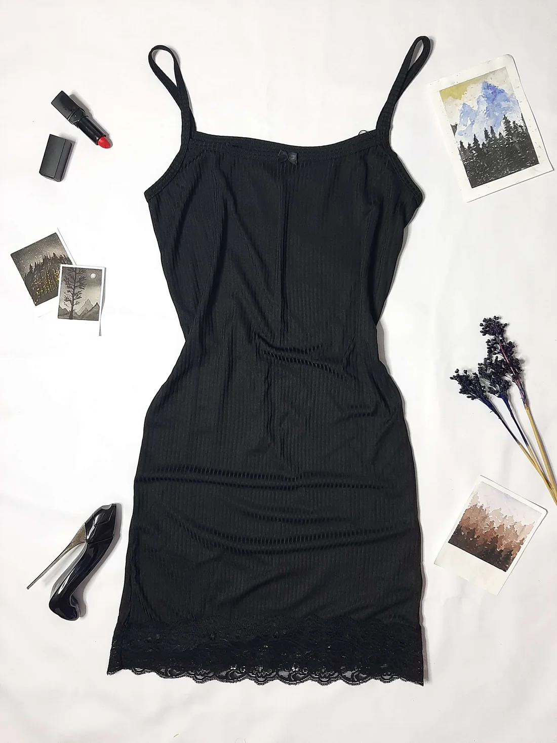 Chemise De Nuit Femme Semi-Transparent Avec Dentelle
