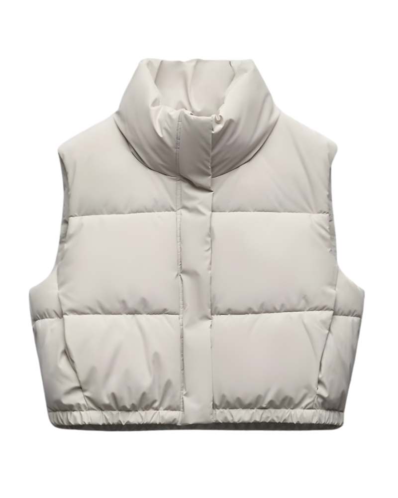 Doudoune Sans Manches Beige Femme