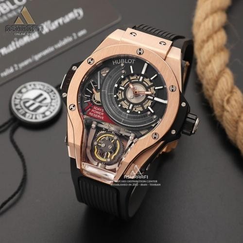 Montre de Luxe en Caoutchouc Noir et Or pour Homme