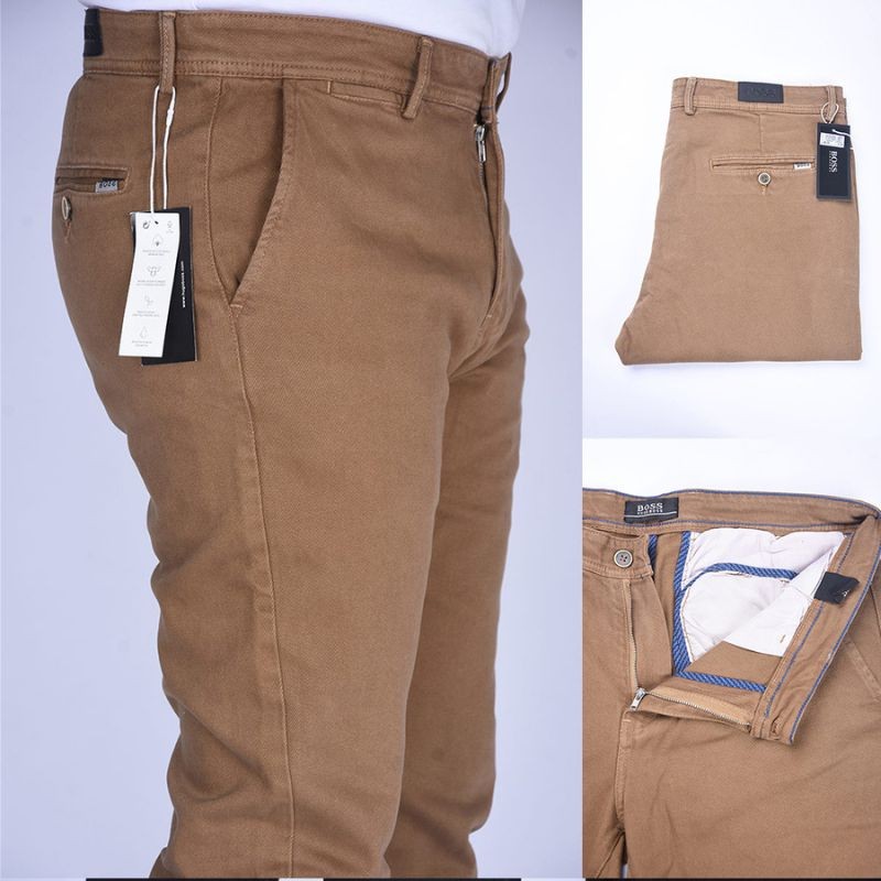 Pantalon Boss en toile piqué Tabac