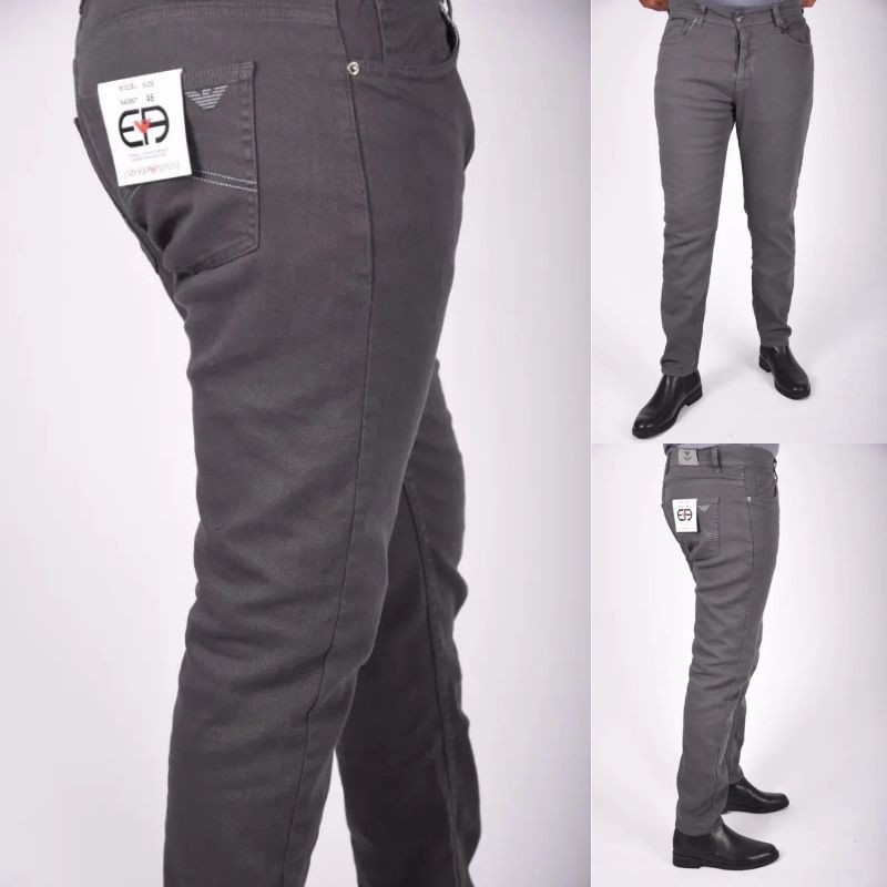 Pantalon en Toile Piqué Armani Coupe droite – Gris