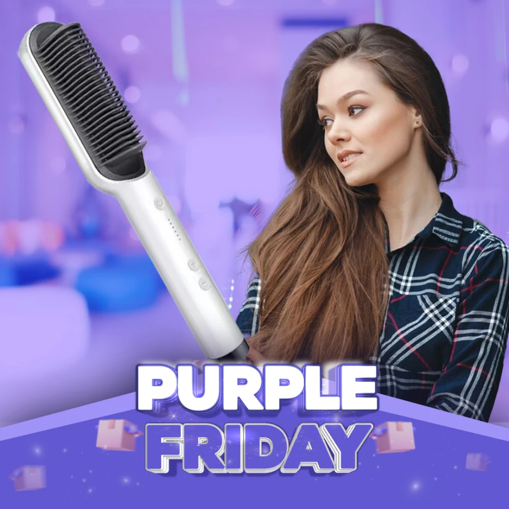 فرشاة شعر كهربائية بمشط مستقيم 2 في 1