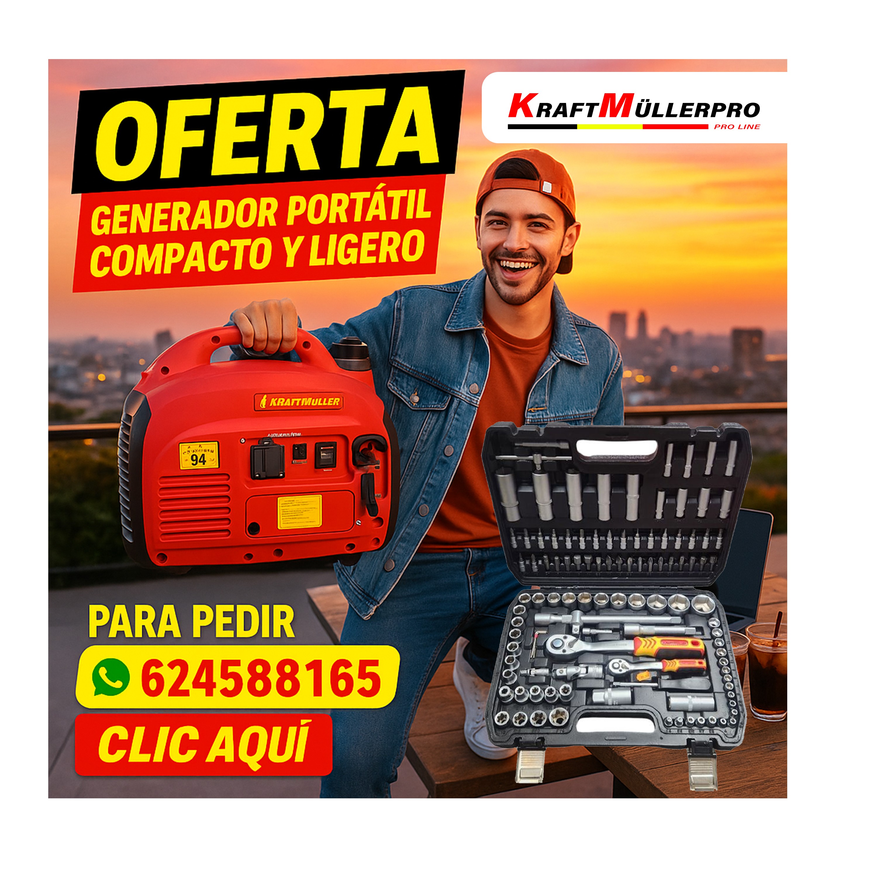 Generador portátil de 2000w modelo 2025 + Herramienta de 108pz regalo