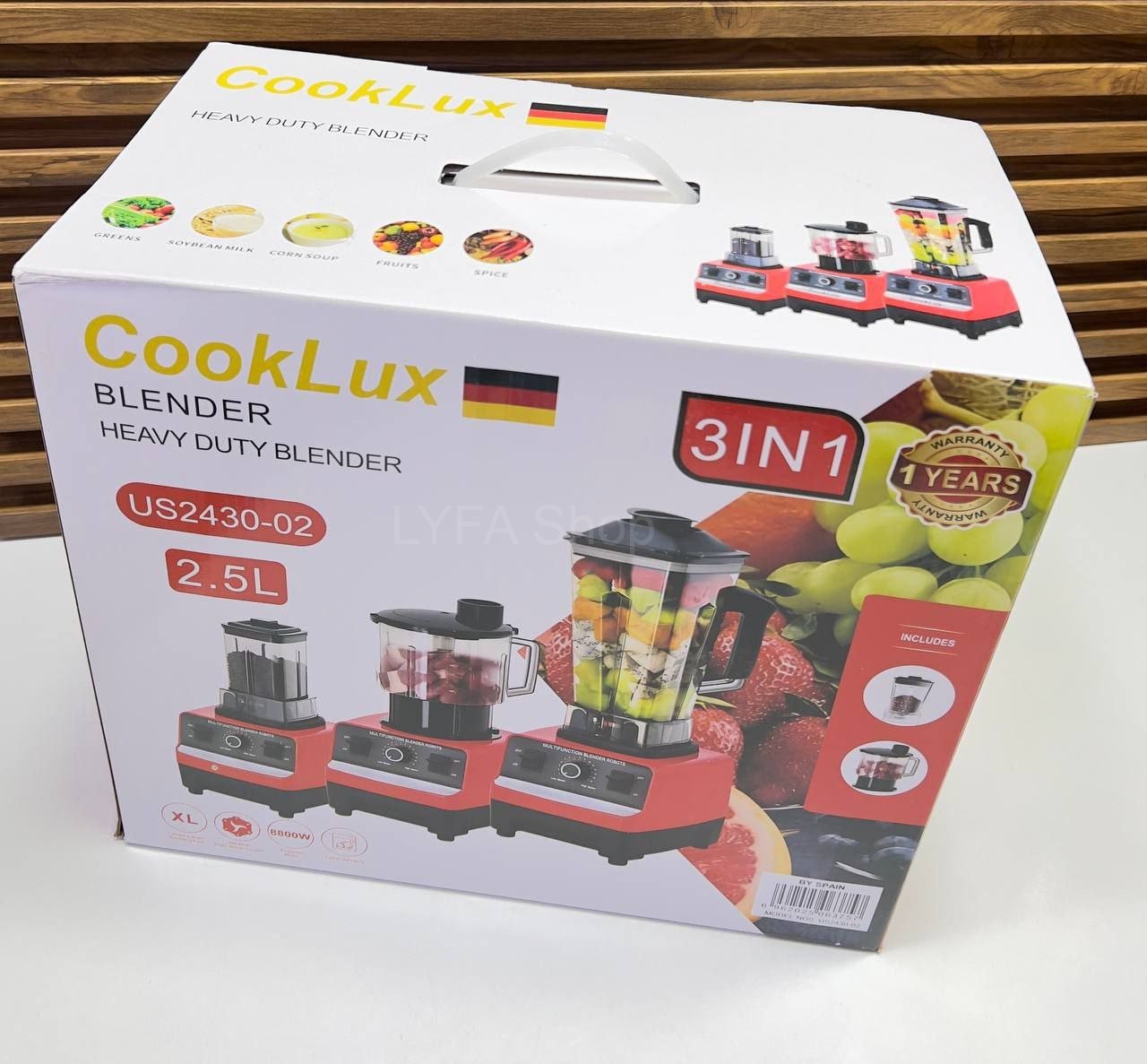 خلاط كهربائي كوك لوكس CookLux احترافي 3 في 1 – سعة 2.5 لتر