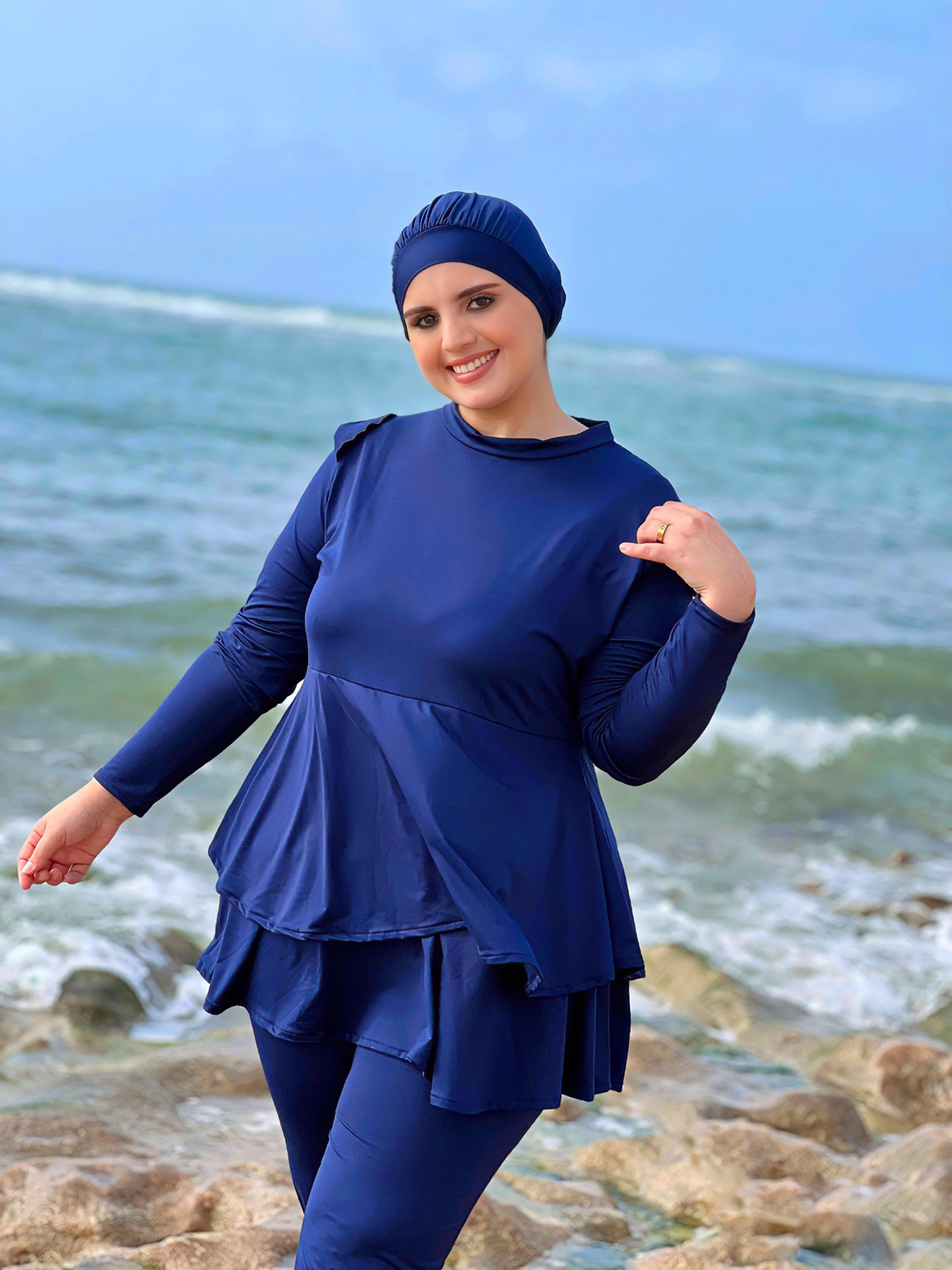 🌊 بوركيني 3 قطع فاخر - راحة وأناقة على الشاطئ 👙💙