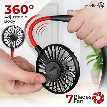 مروحة الرقبة المحمولة القابلة لإعادة الشحن USB ، الأيدي الحرة ، صغيرة ، دوران 360 درجة ، التبريد ، يده ، مراوح معلقة ، شخص كسول