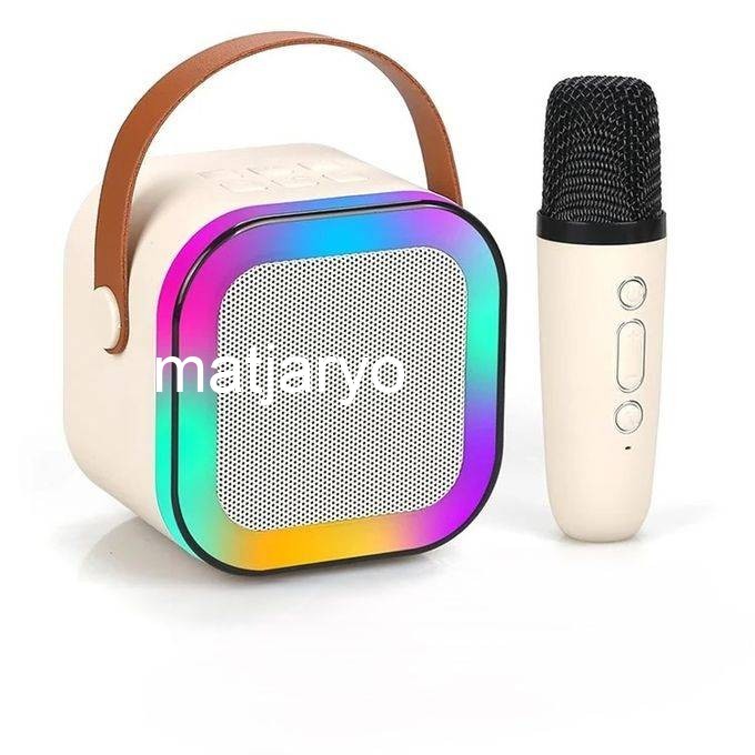 ميكروفون لاسلكي آلة كاريوكي للبنات - مكبر صوت لاسلكي صغير محمول مع أضواء LED ملونة، مثالي للاجتماعات العائلية والحفلات،