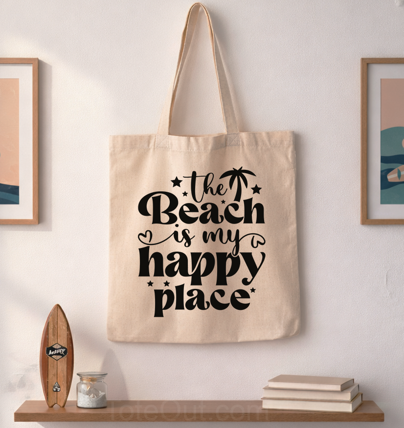 The Beach Is My Happy Place | Canvas Tote Bag