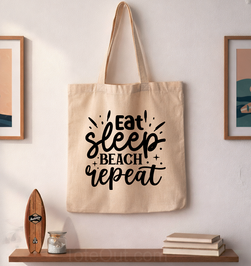 Eat Sleep Beach Repeat | Canvas Tote Bag