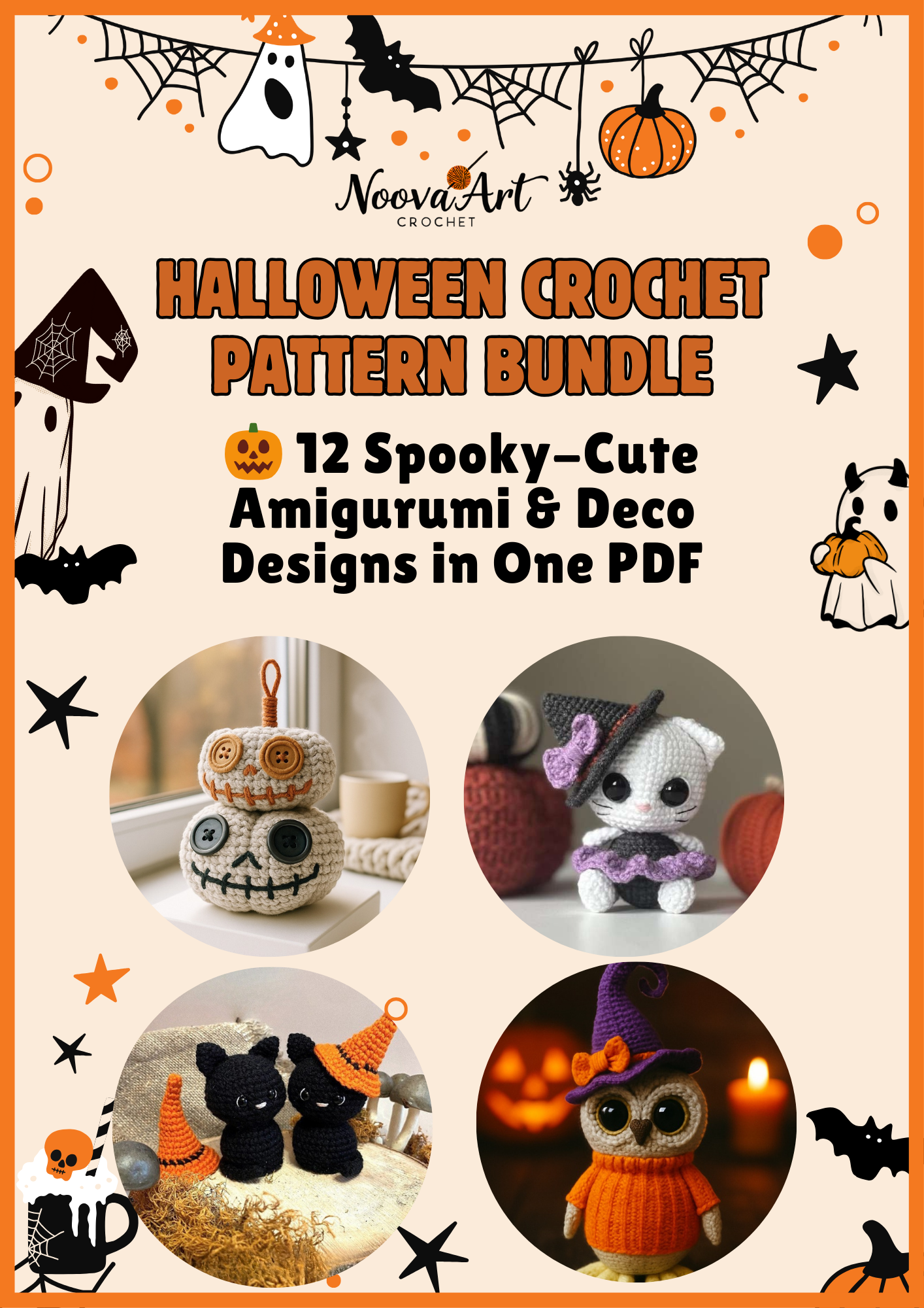 Halloween Crochet 12 Spooky-Cute Amigurumi & Deco  Designs in One PDF