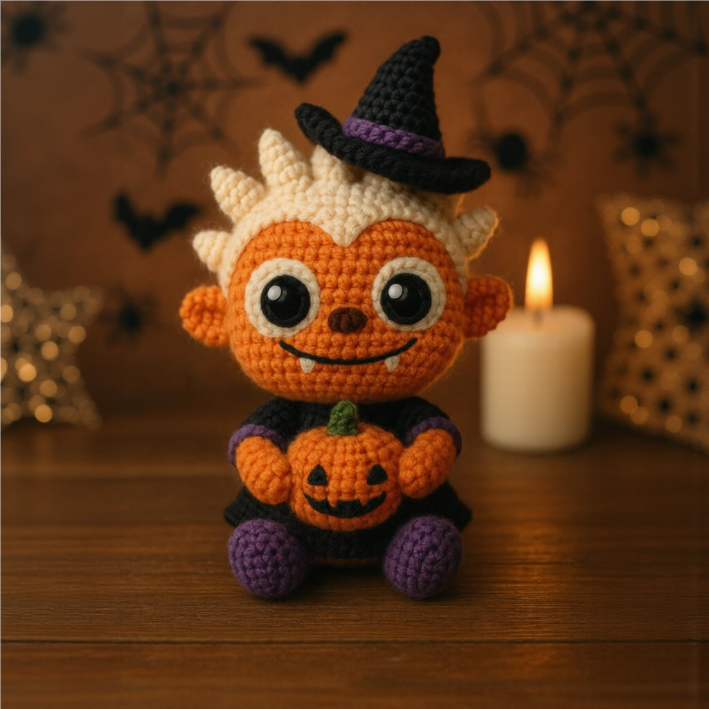 Halloween Labubu Plush Crochet Pattern – Amigurumi PDF Pattern by NoovaArt – Spooky Cute Toy