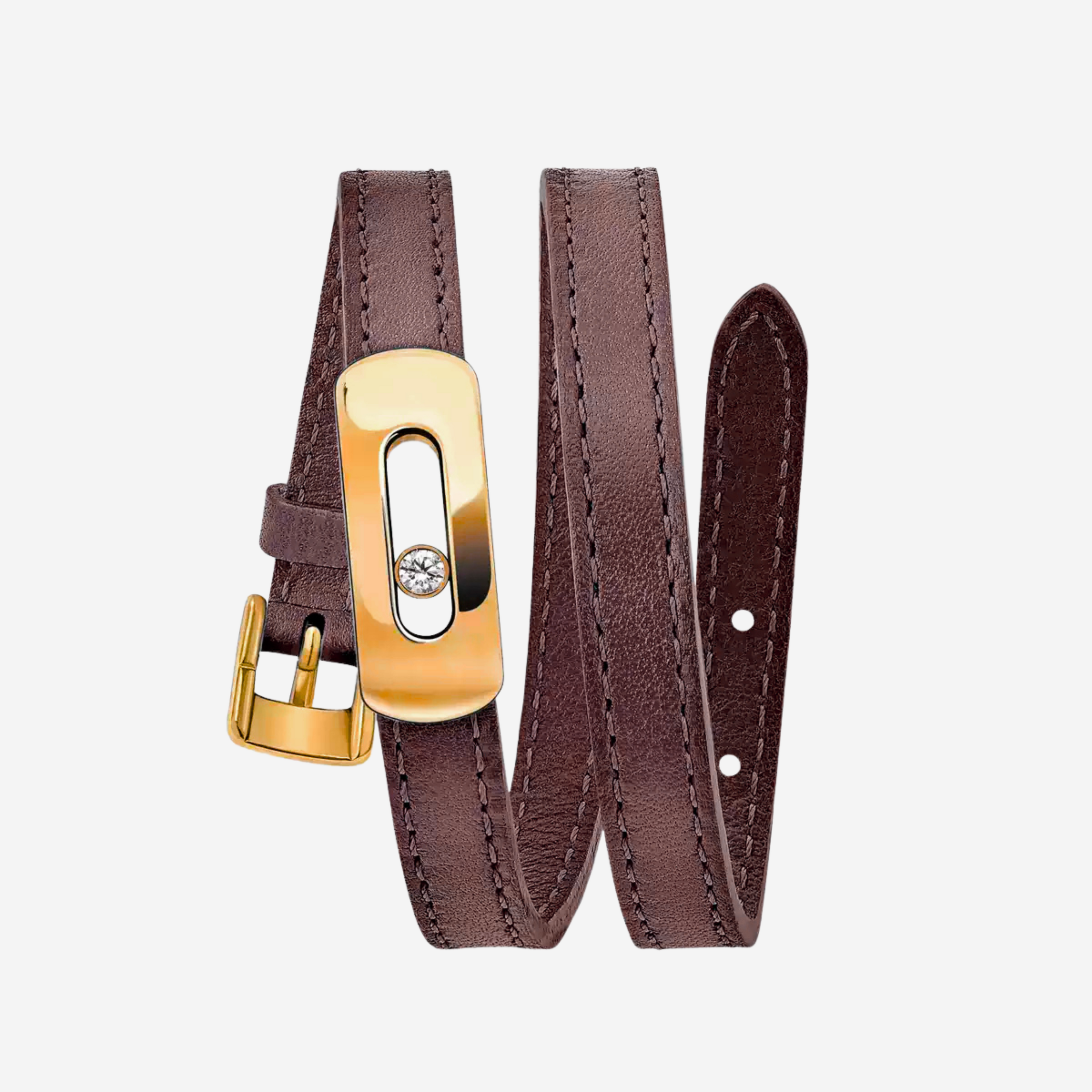 BRACELET MESSIKA CUIR MARRON GOLD