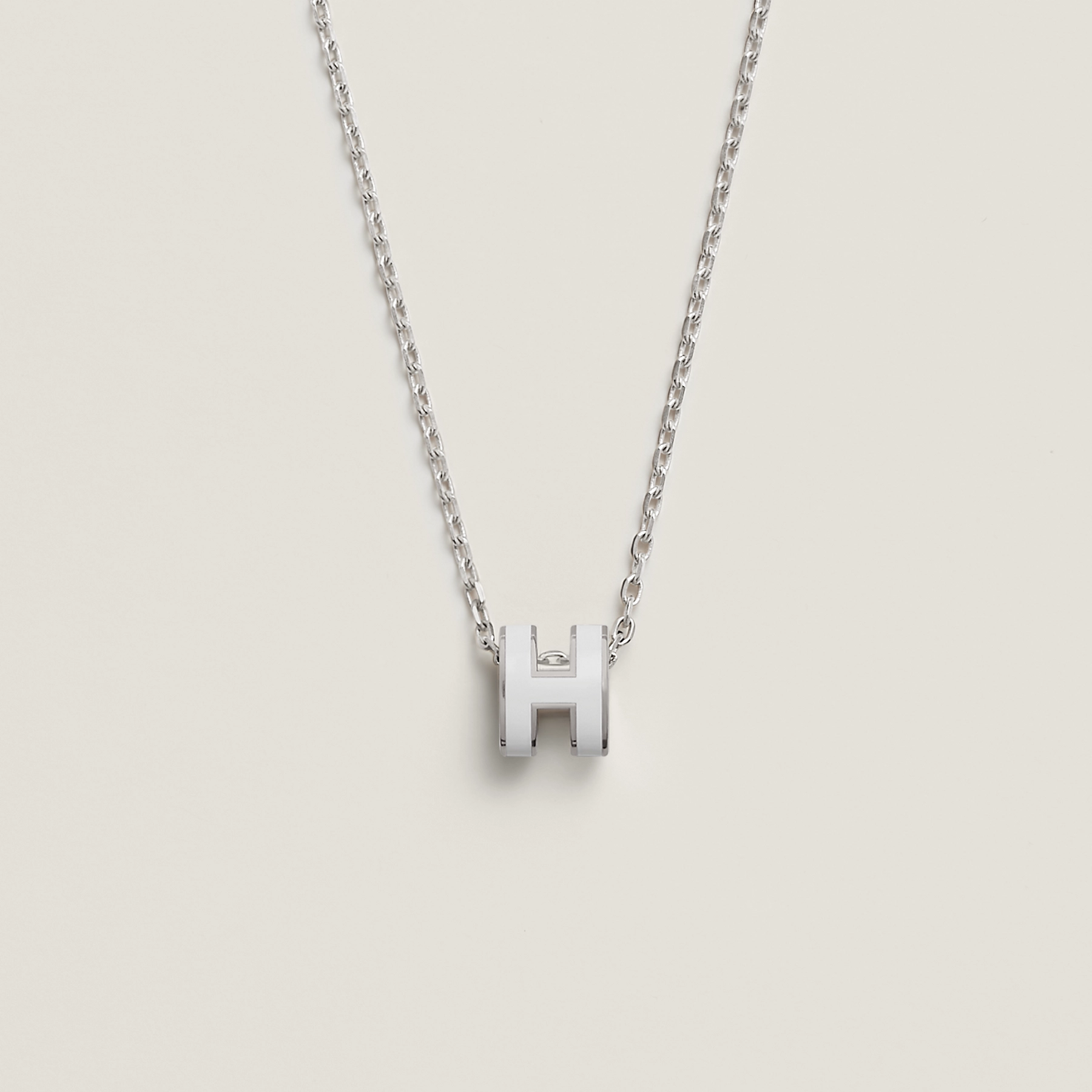 COLLIER PENDENTIF HERMES BLANC WHITE GOLD