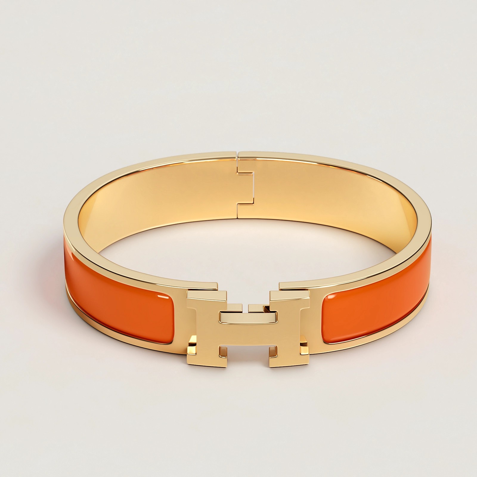 BRACELET HERMES CLIC H ORANGE FRUITE DOREE