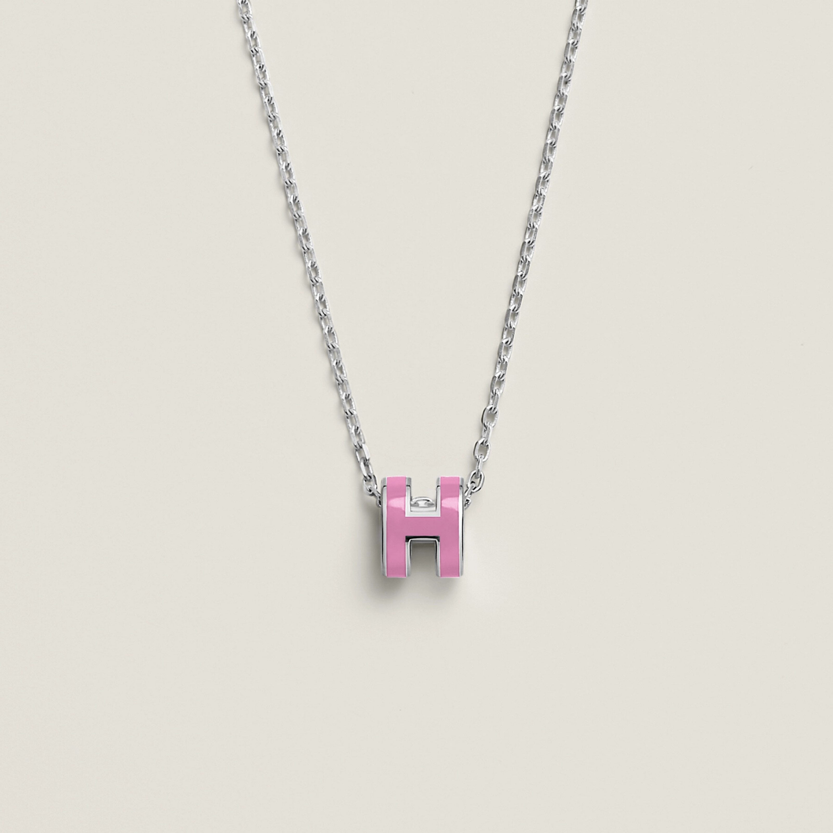 COLLIER PENDENTIF HERMES ROSE BEBE WHITE GOLD