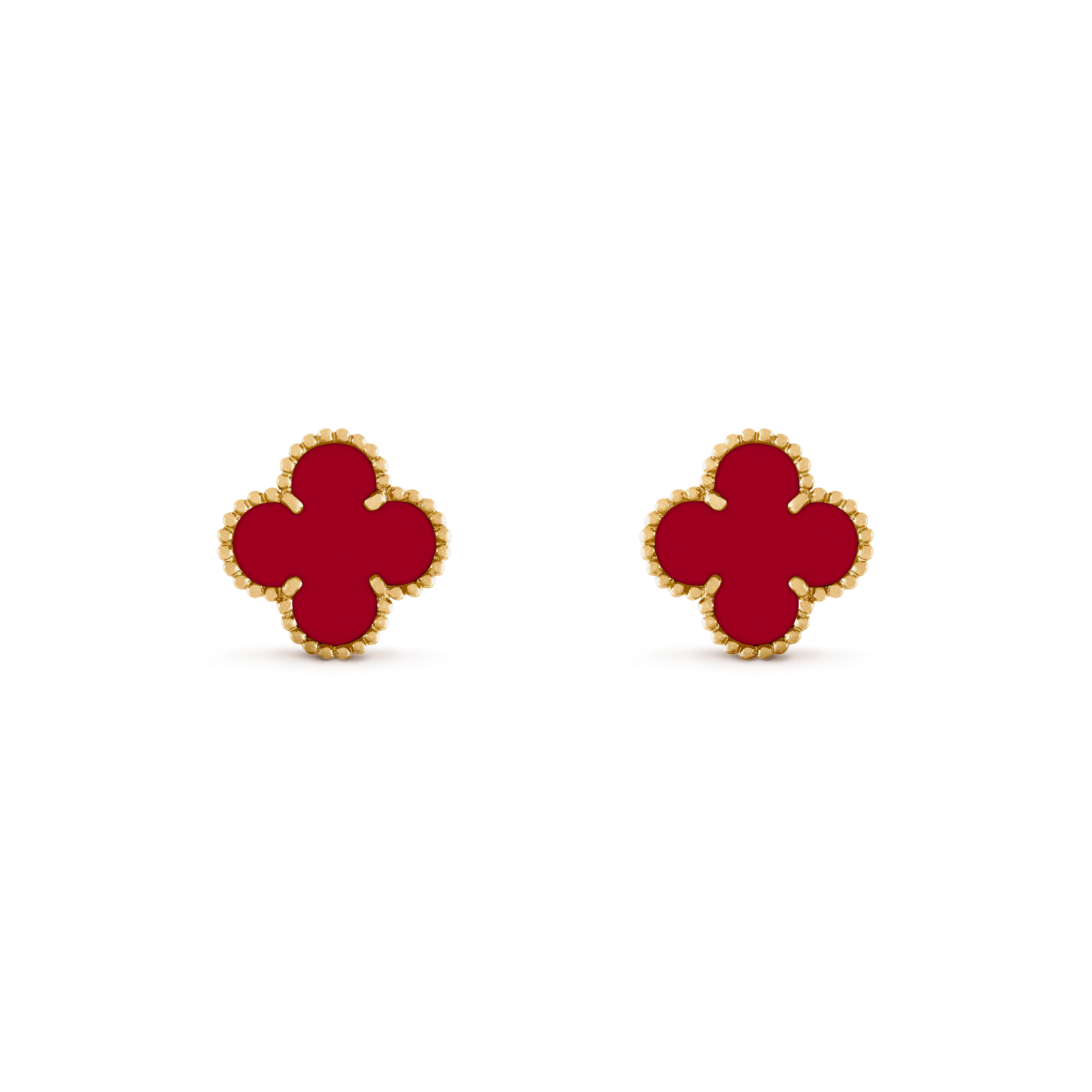 BOUCLE VAN CLEEF VINTAGE ALHAMBRA ROUGE CORNALINE