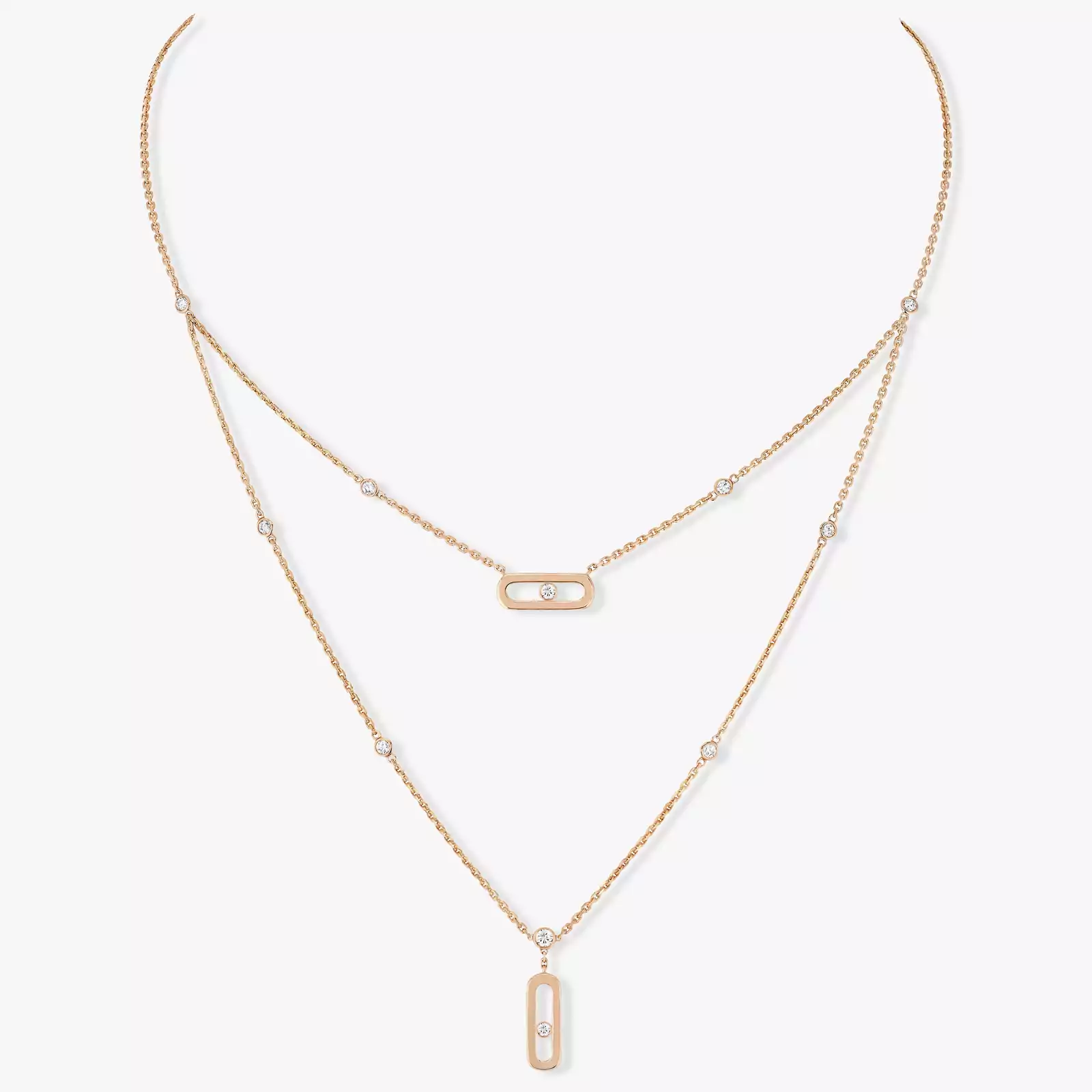 COLLIER MESSIKA MOVE UNO 2 RANGS ROSE GOLD