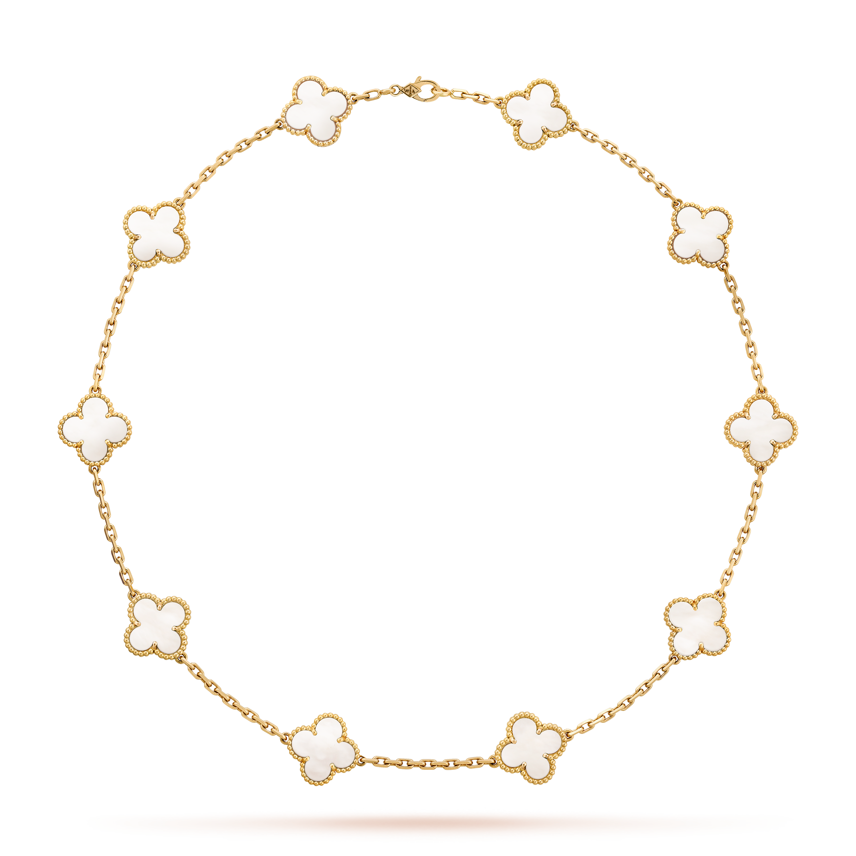 COLLIER VINTAGE ALHAMBRA 7 MOTIFS BLANC NACRE