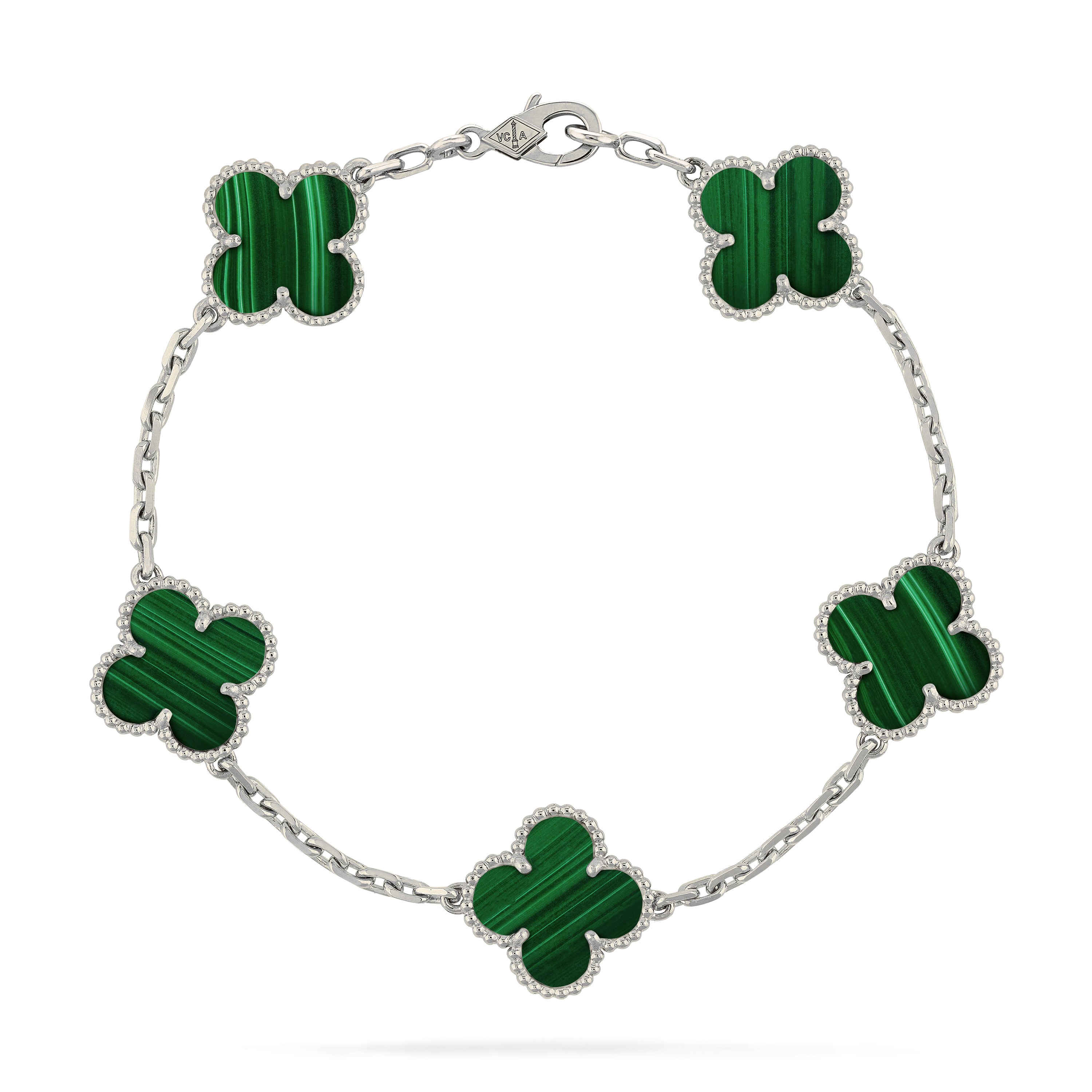 GOURMETTE VAN CLEEF ALHAMBRA VERT MALACHITE WHITE GOLD