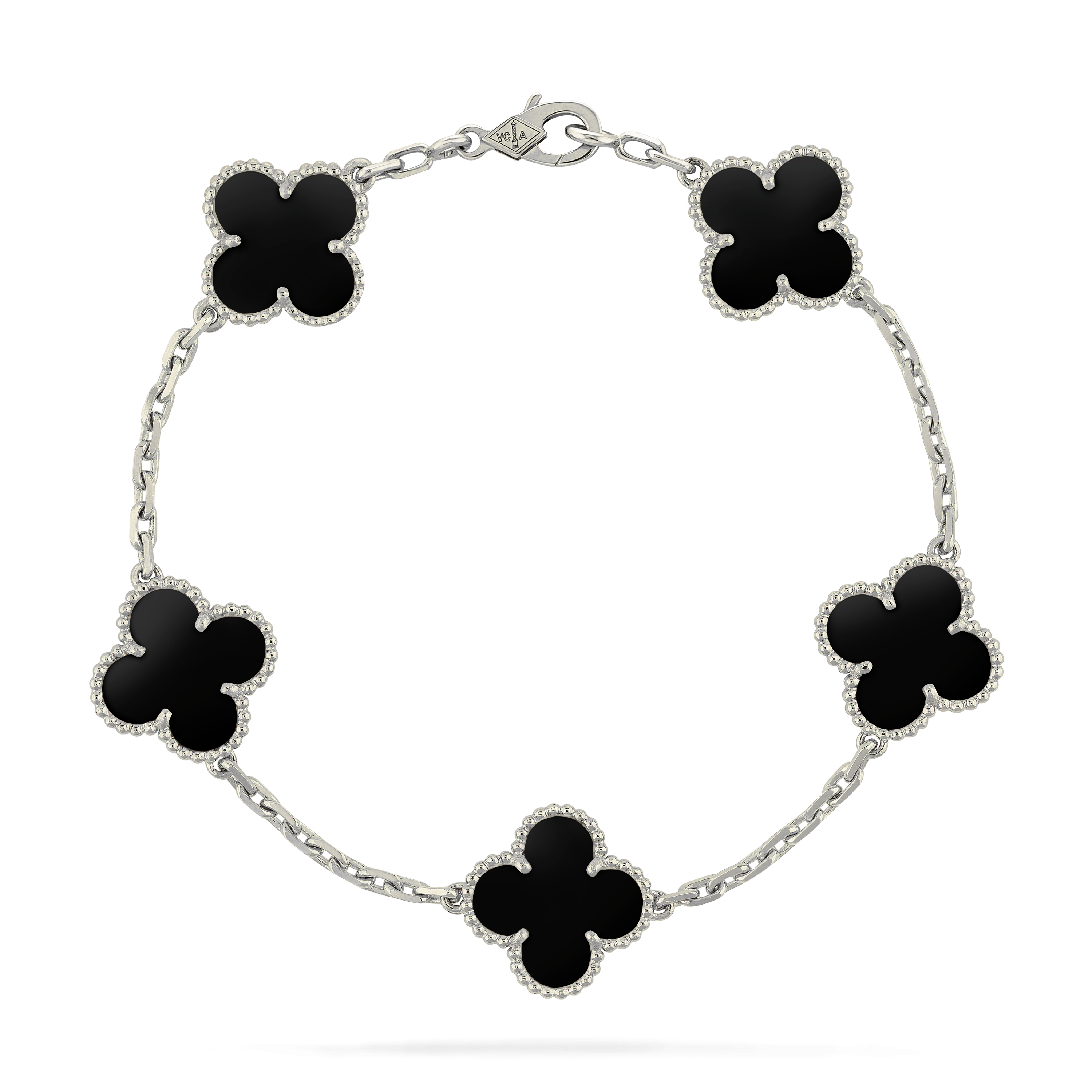 GOURMETTE VAN CLEEF ALHAMBRA NOIR ONYX WHITE GOLD
