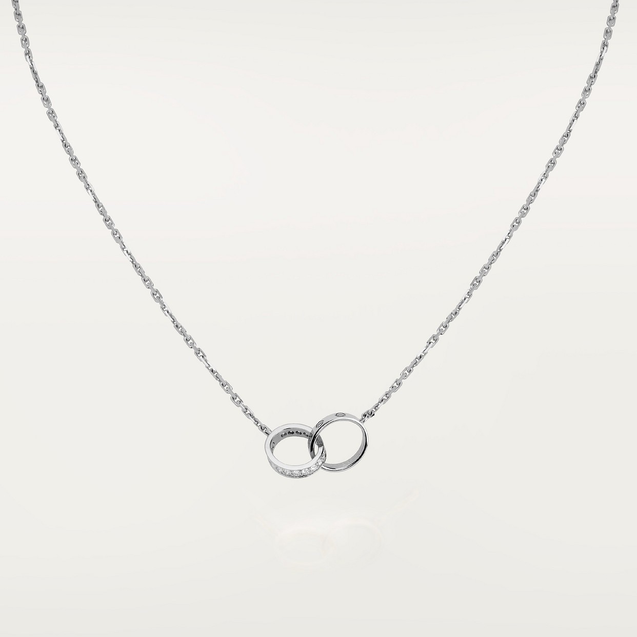 COLLIER CARTIER PENDENTIF LOVE SEMI PAVÉ WHITE GOLD