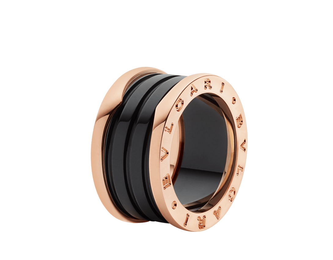 BAGUE BVLGARI B.ZERO1 CERAMIC NOIR ROSE GOLD
