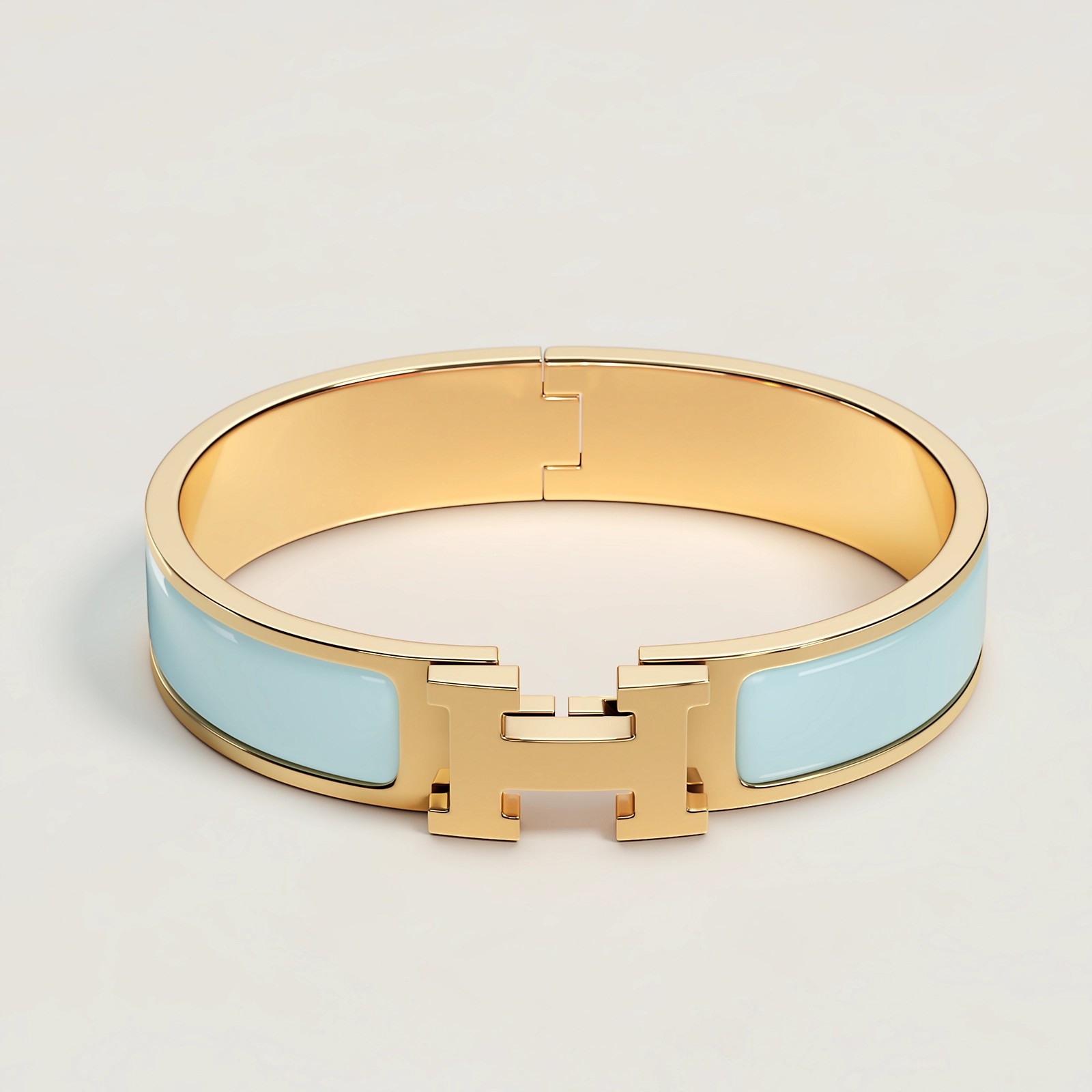 BRACELET HERMES CLIC H BLEU POLAIRE DOREE