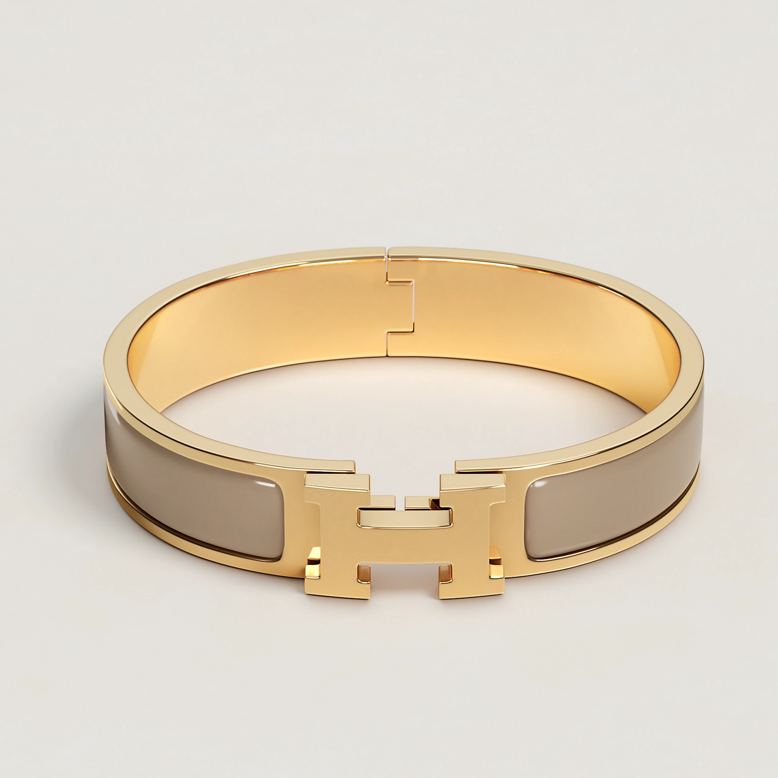 BRACELET HERMES CLIC H MARRON GLACE  DOREE
