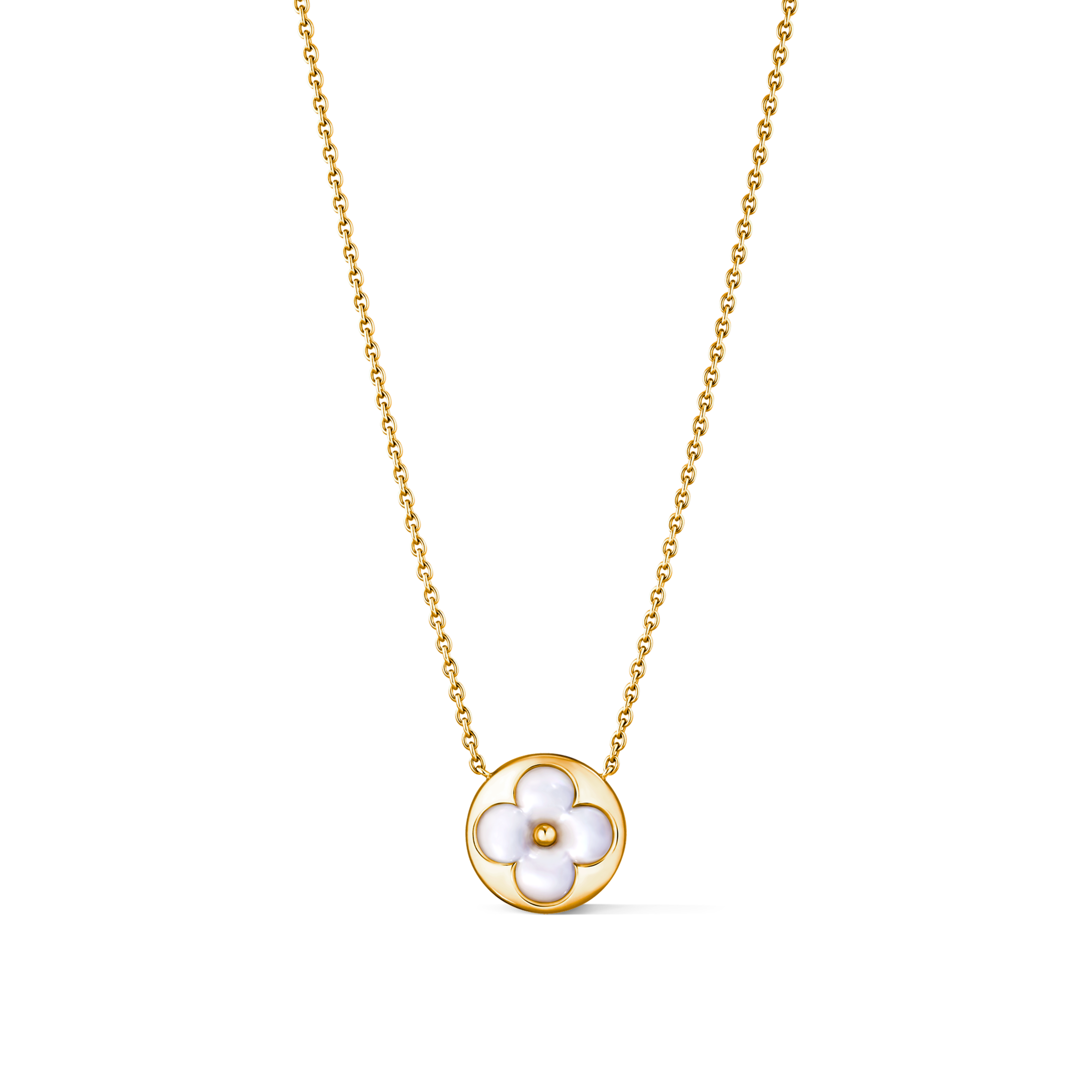 COLLIER LOUIS VUITTON MEDAILLON BLOSSOM NACRE GOLD