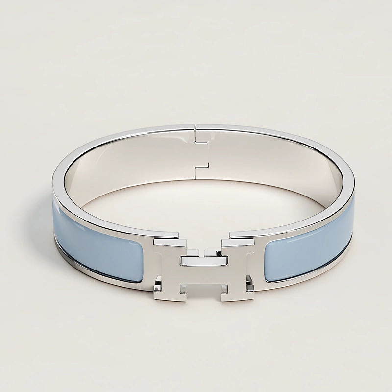 BRACELET CLIC H BLEU CIEL ARGENTE