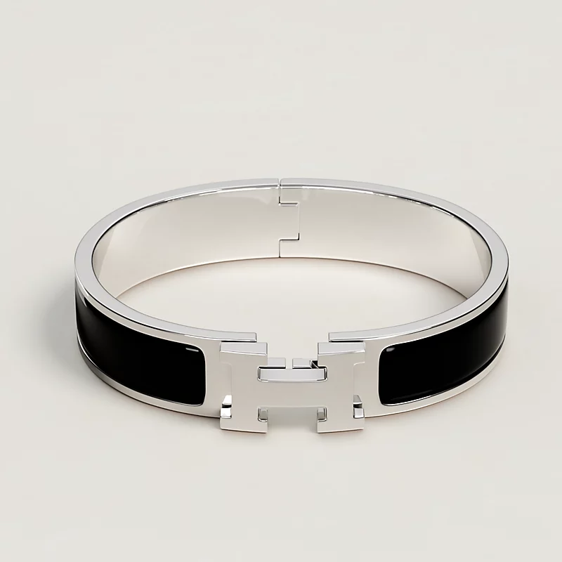 BRACELET CLIC H NOIR ARGENTE