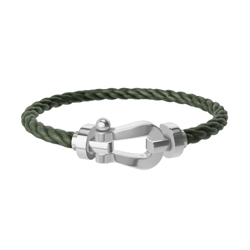 BRACELET FRED FORCE GRAND MODÈLE KAKI WHITE GOLD