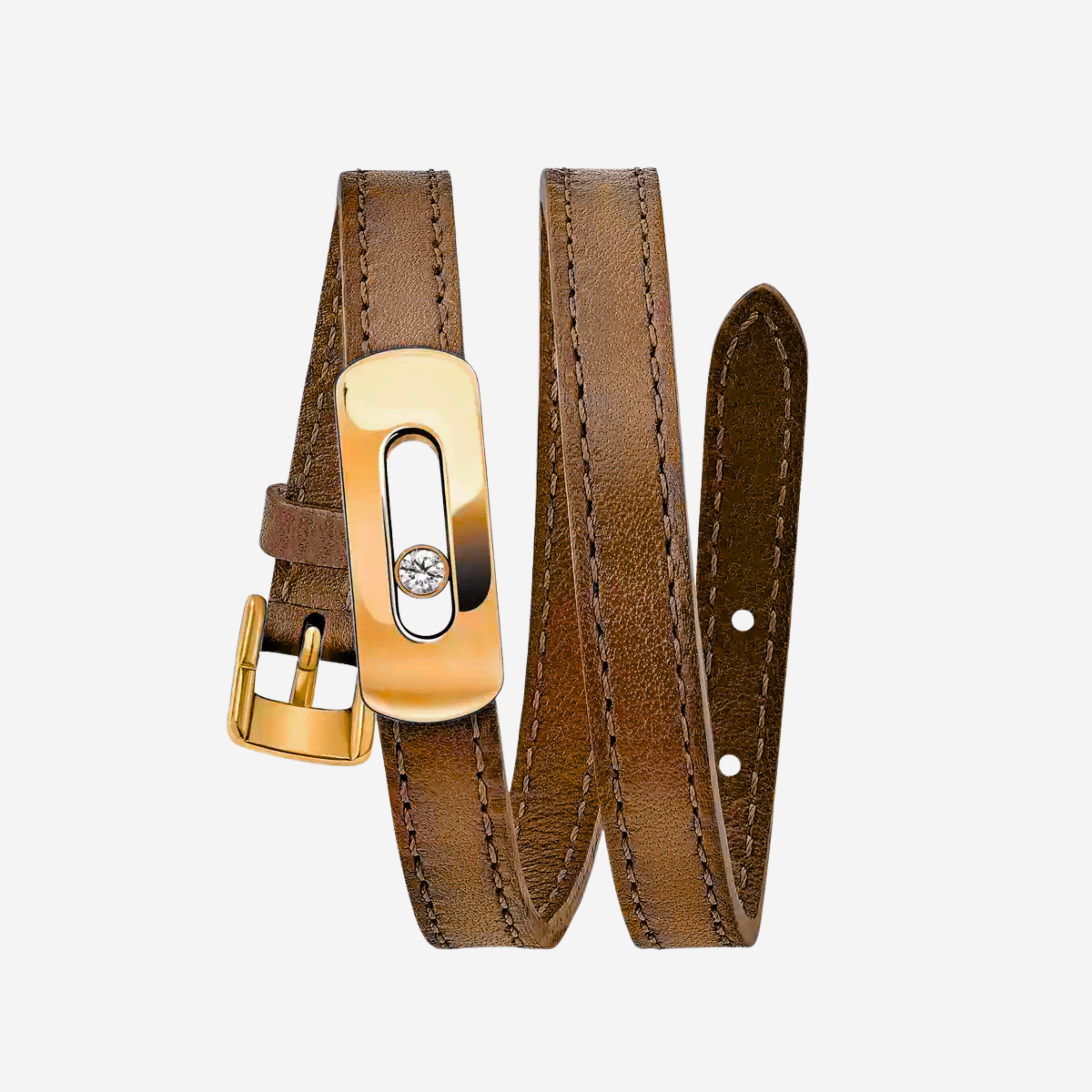 BRACELET MESSIKA CUIR TABAC GOLD