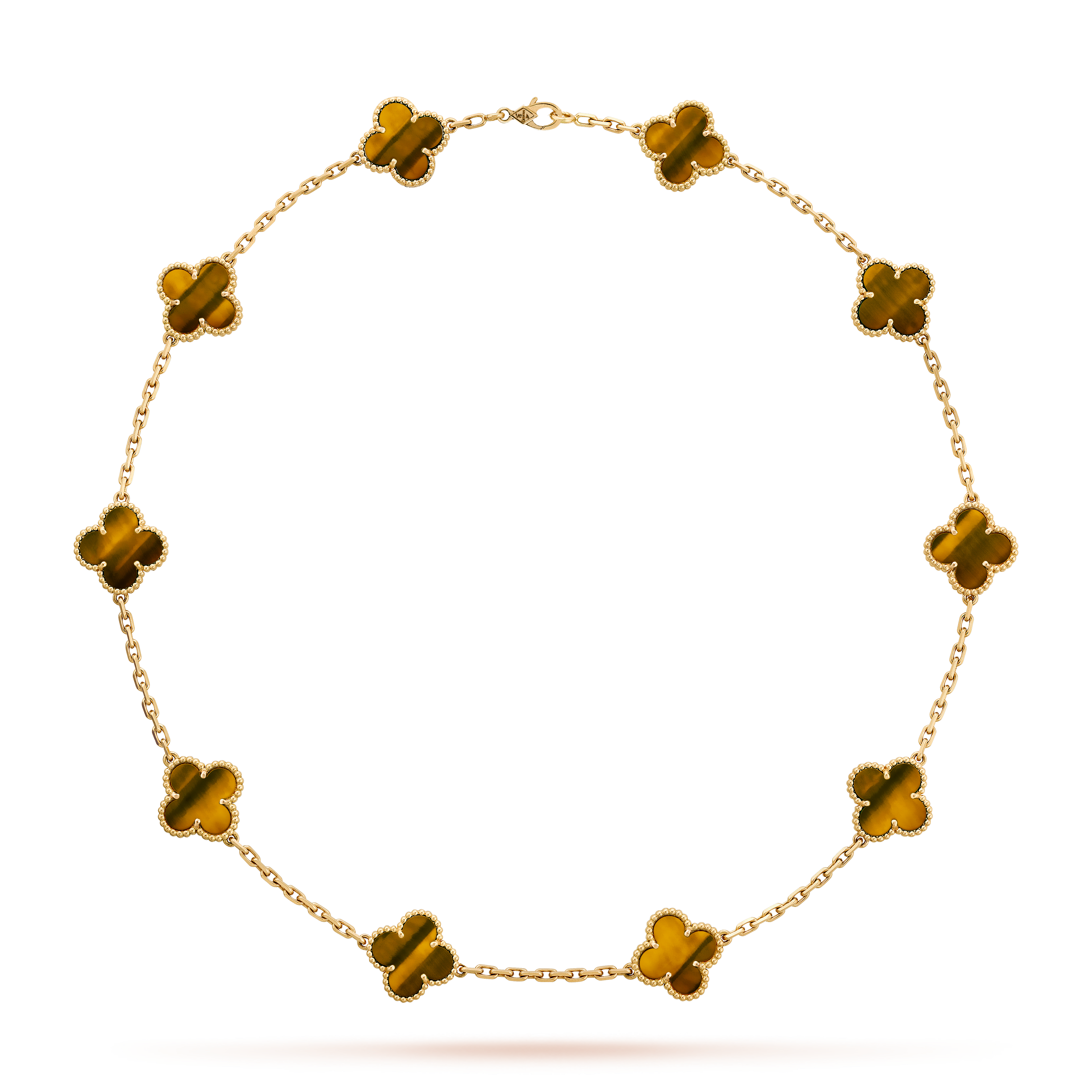 COLLIER VINTAGE ALHAMBRA 7 MOTIFS MARRON TIGER EYE