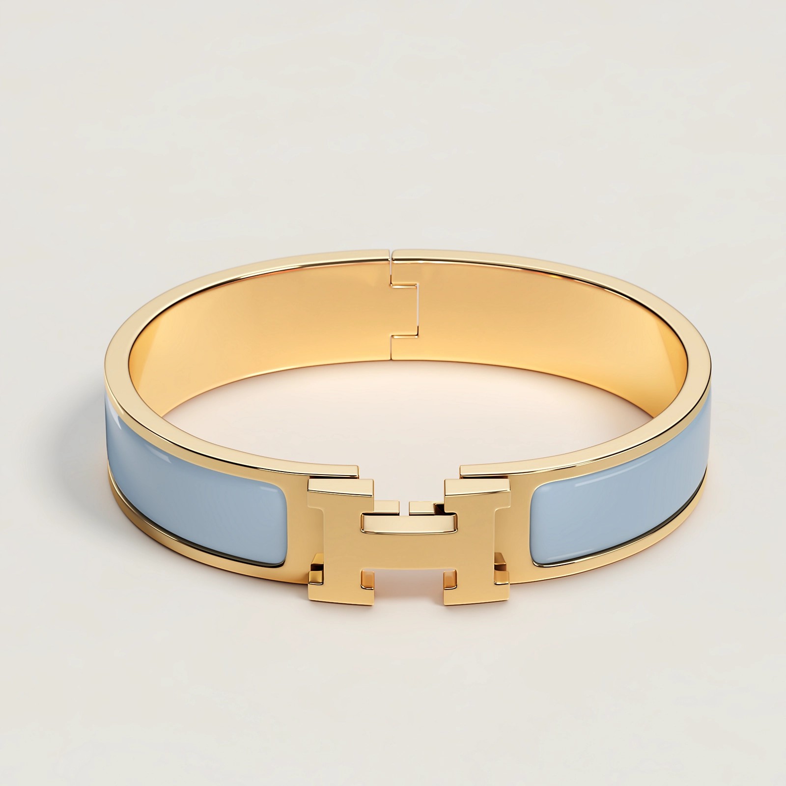 BRACELET HERMES CLIC H BLEU CIEL DOREE
