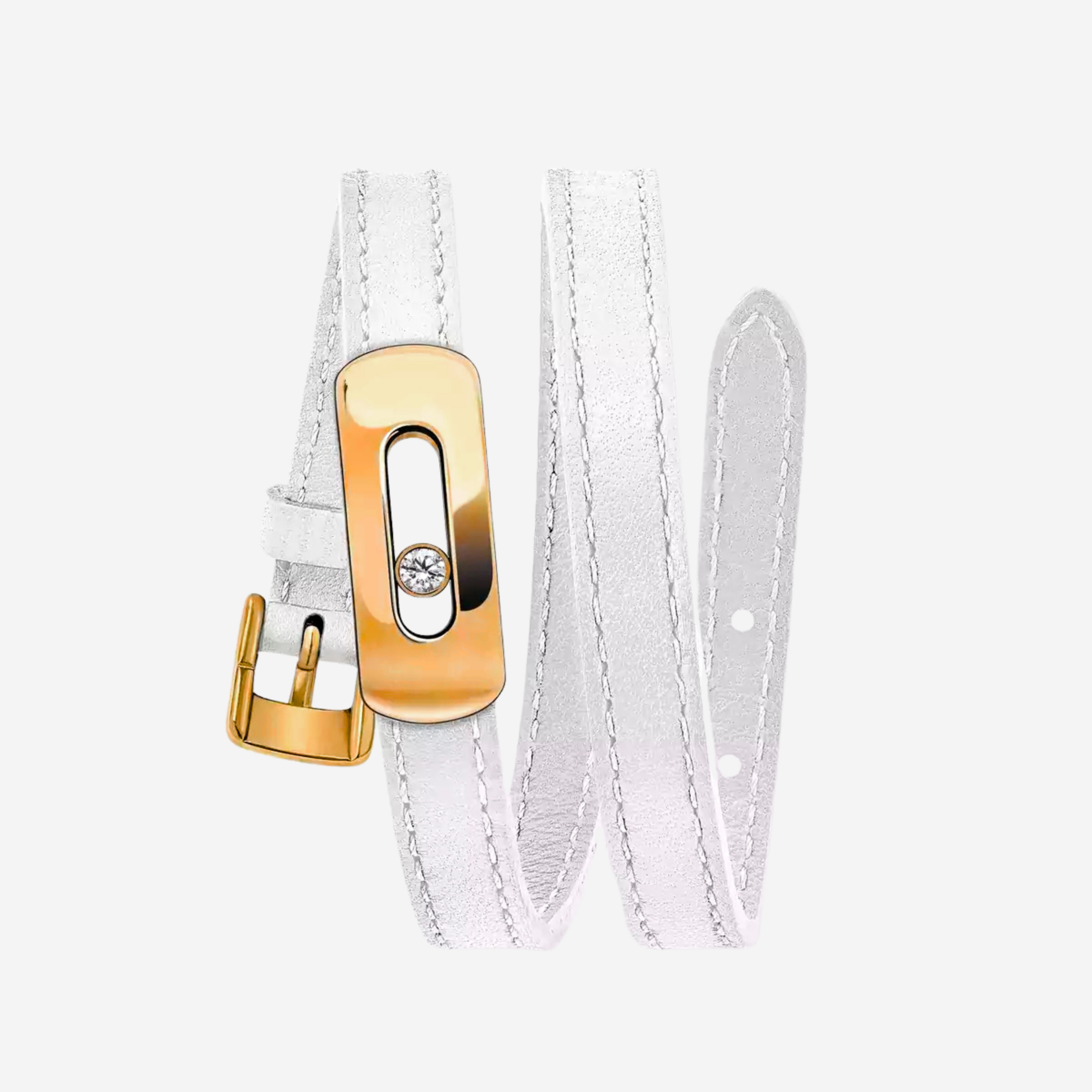 BRACELET MESSIKA CUIR BLANC GOLD