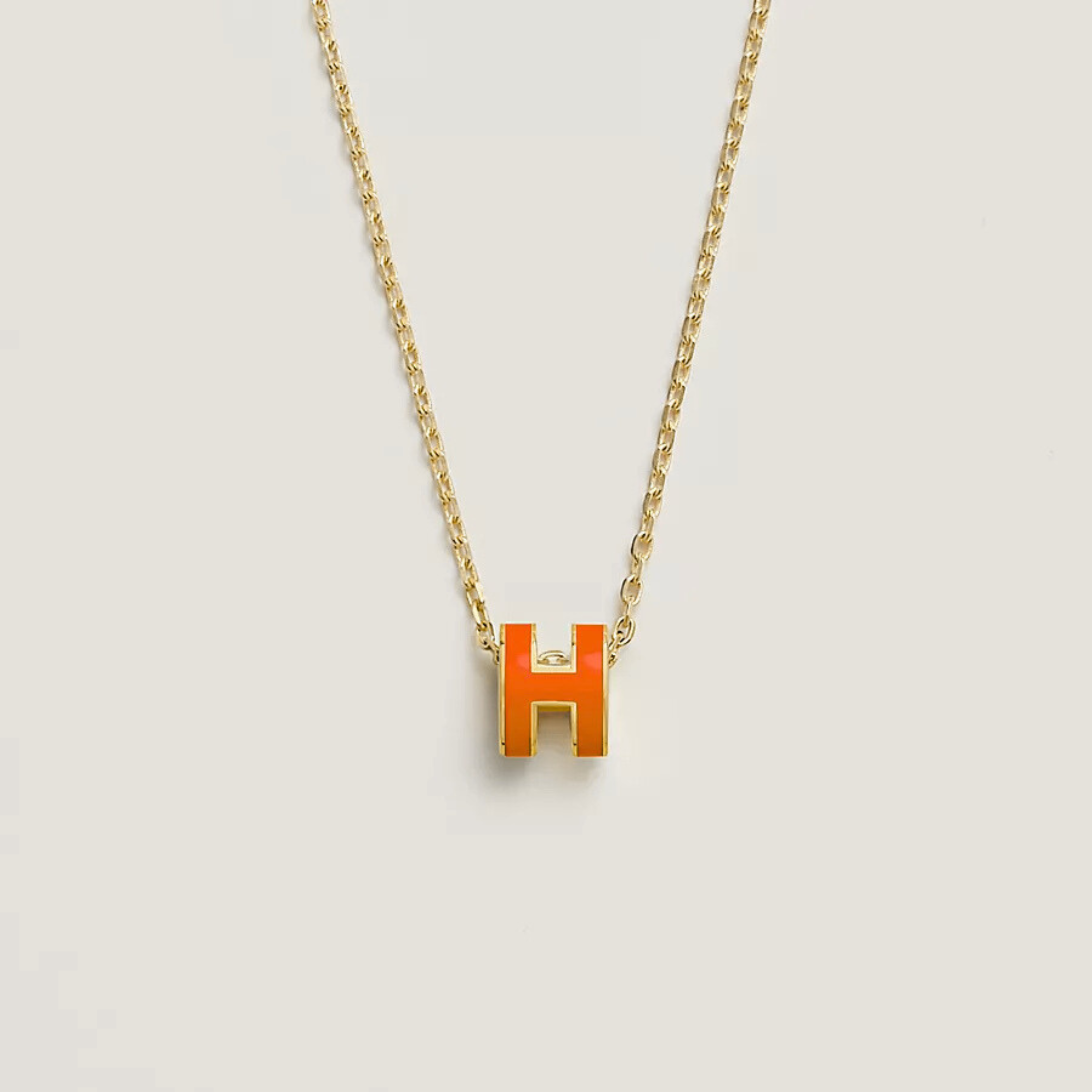 COLLIER PENDENTIF HERMES ORANGE GOLD