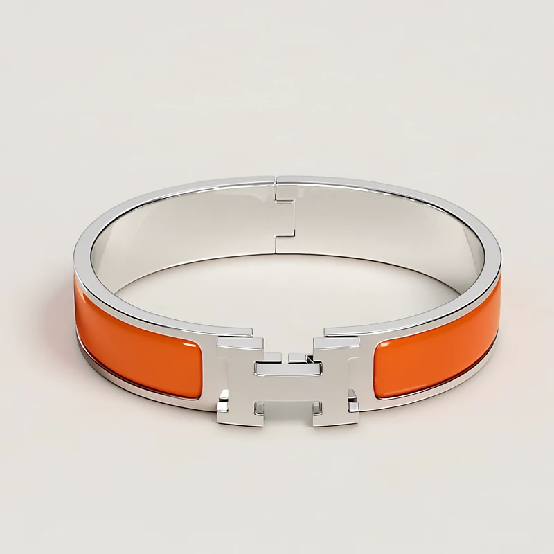 BRACELET CLIC H ORANGE FRUITE ARGENTE