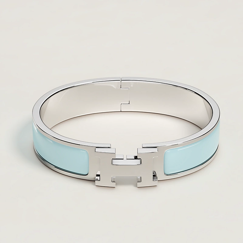 BRACELET CLIC H BLEU POLAIRE ARGENTE