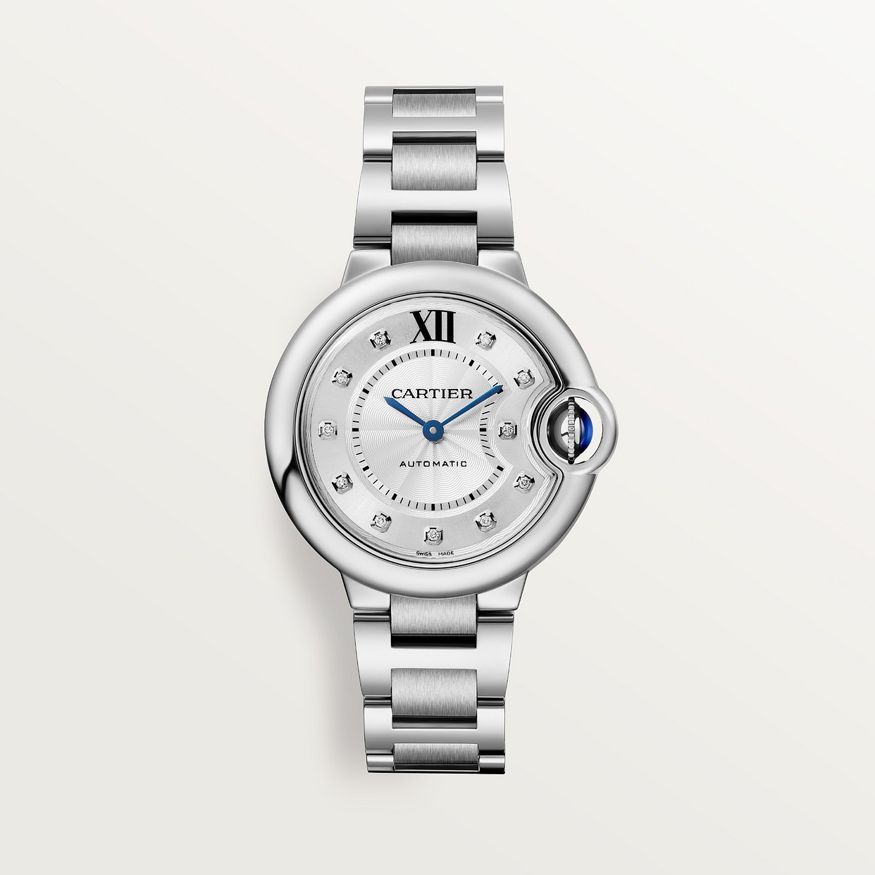 CARTIER BALLON BLEU ARGENTÉ AVEC DIAMANTS