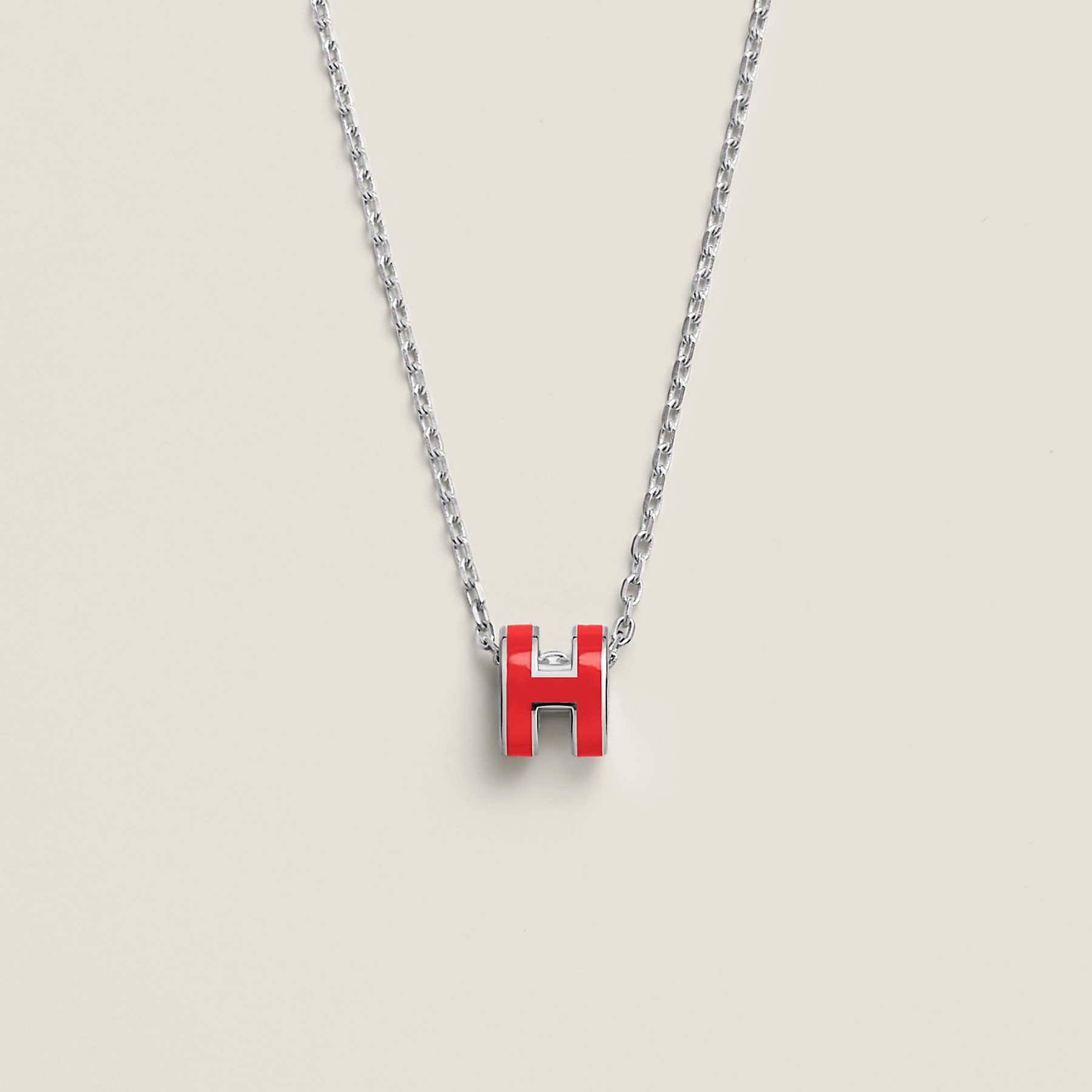 COLLIER PENDENTIF HERMES ROUGE WHITE GOLD