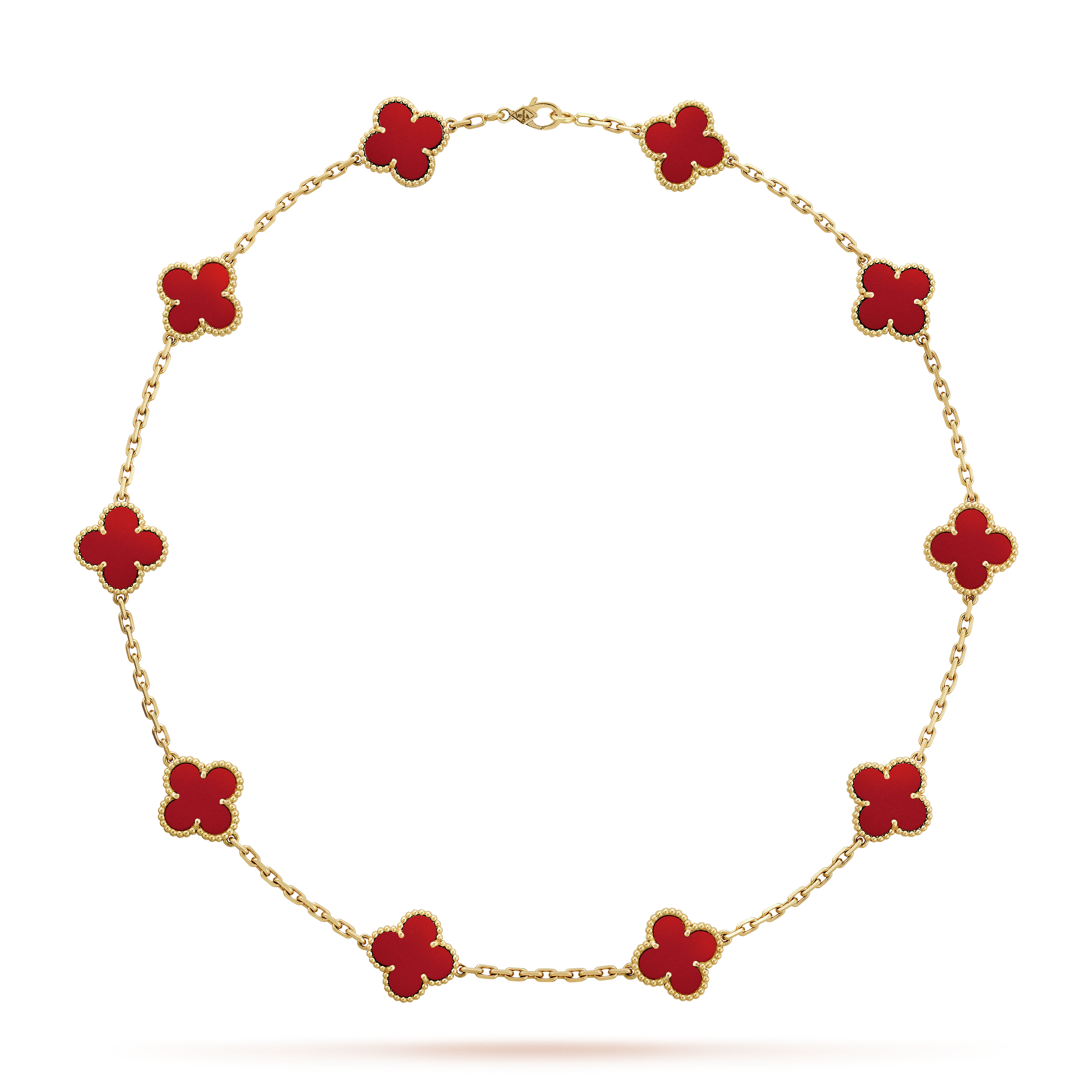 COLLIER VINTAGE ALHAMBRA 7 MOTIFS ROUGE CORNALINE