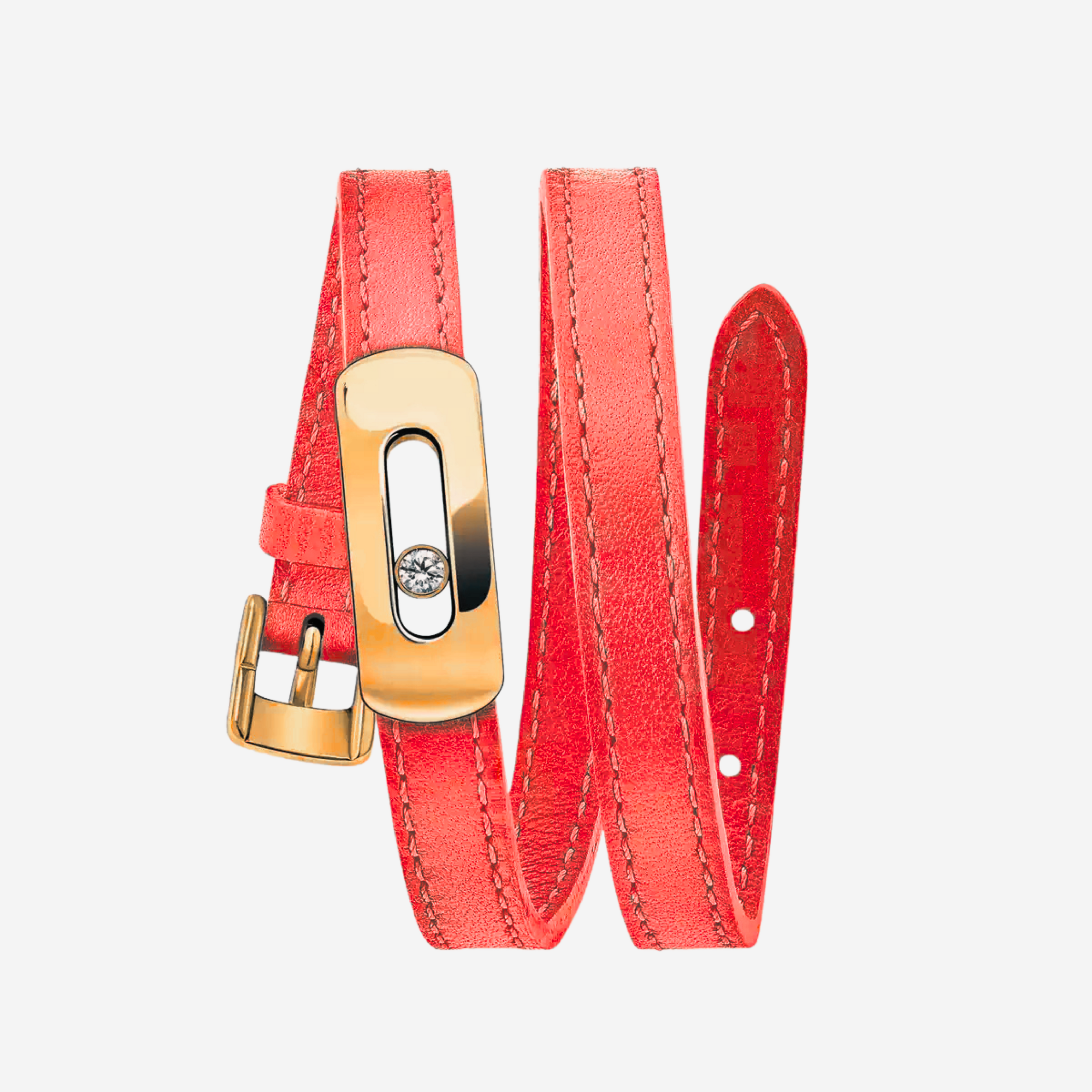 BRACELET MESSIKA CUIR ROUGE GOLD