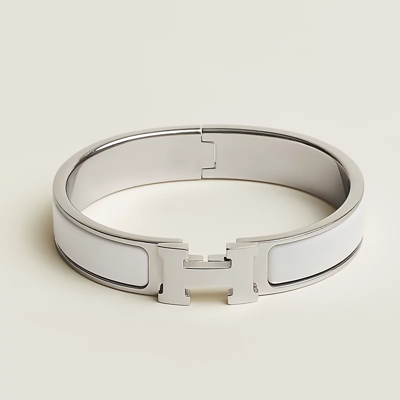 BRACELET CLIC H BLANC ARGENTE