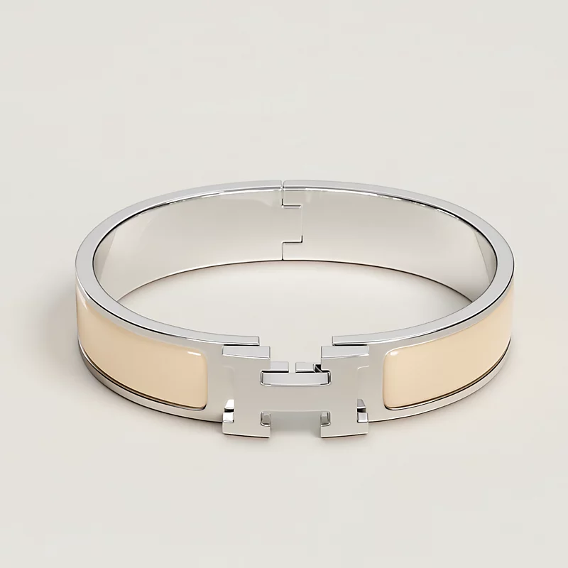 BRACELET CLIC H CREME ARGENTE