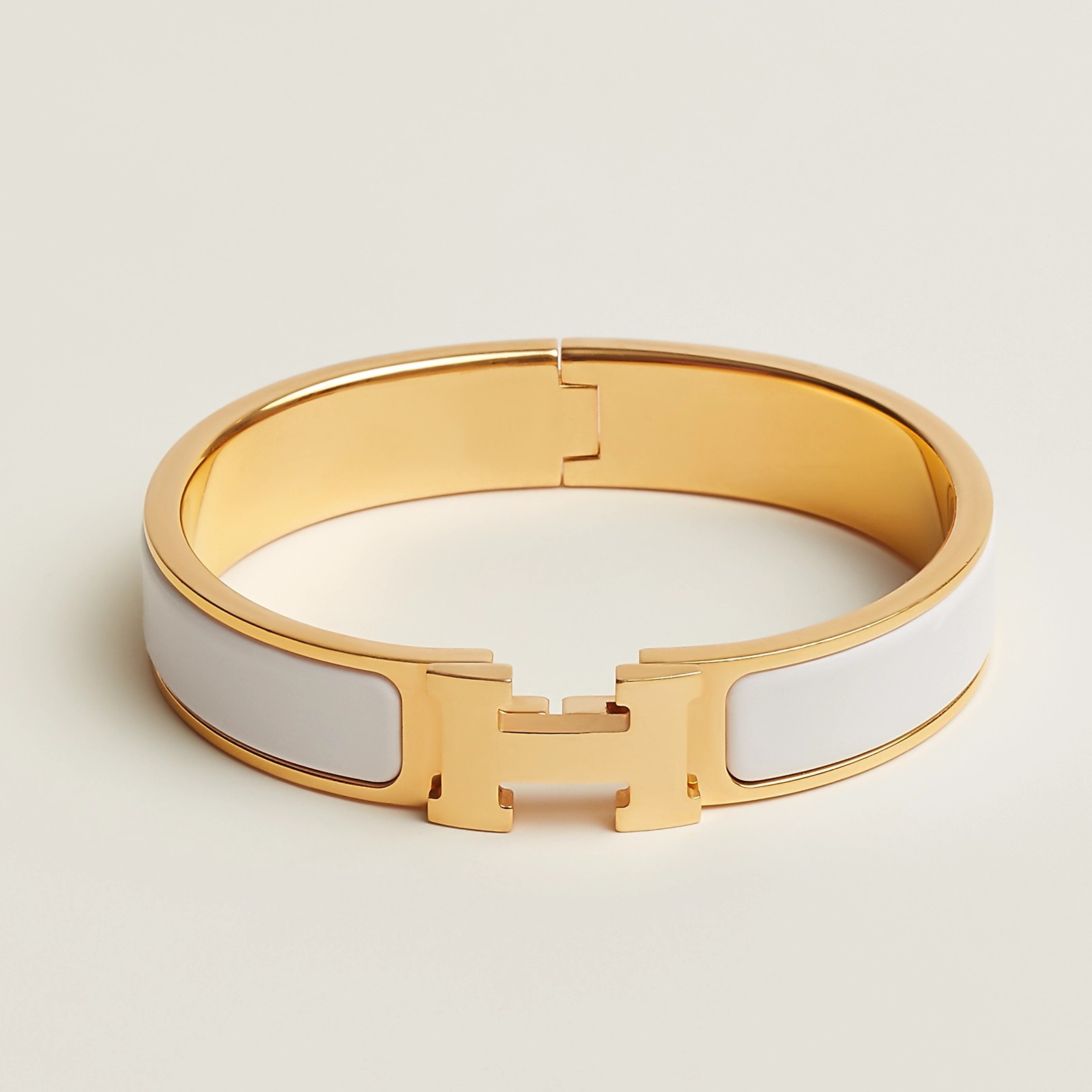 BRACELET HERMES CLIC H BLANC DOREE